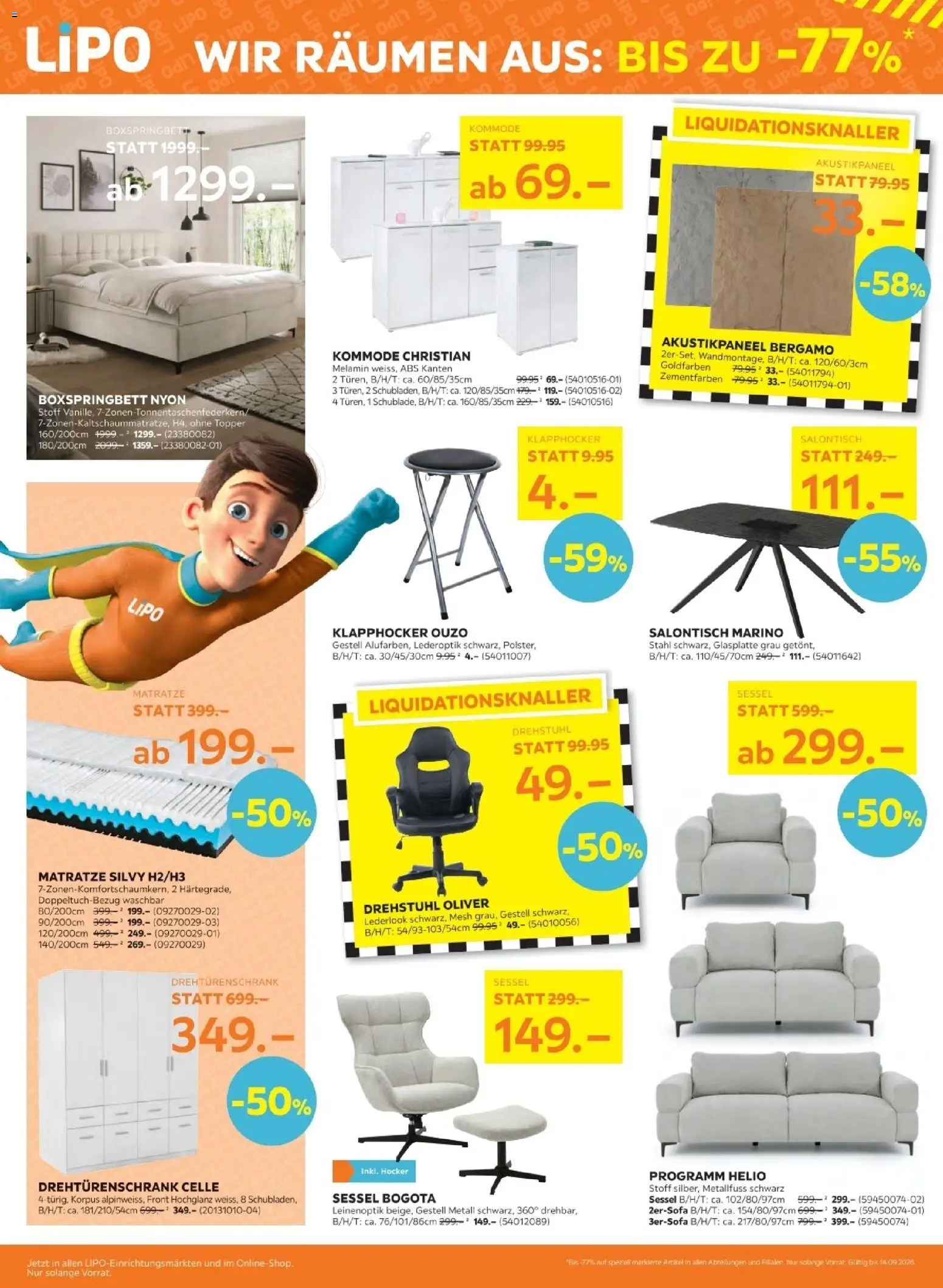 Lipo aktionen – gültig ab 01.09.2026 | Seite: 2 | Produkte: Hocker, Kommode, Sessel, Drehtürenschrank
