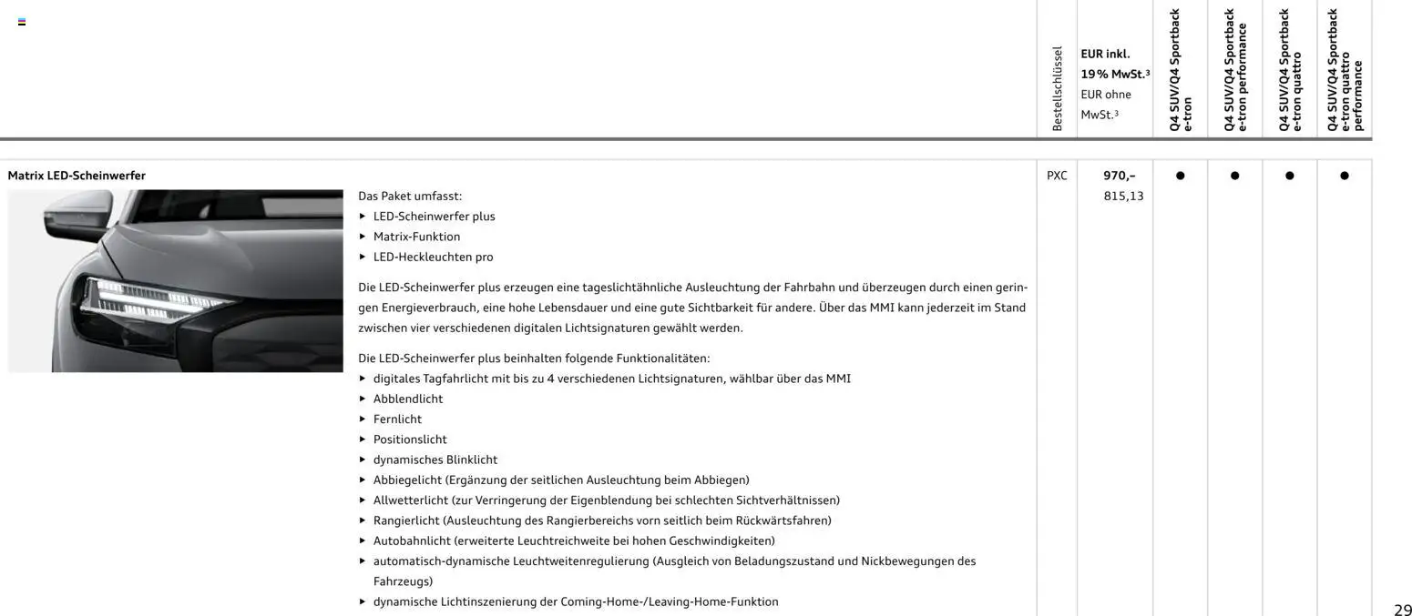 Audi Q4 e-tron / Q4 Sportback e-tron – gültig ab 01.10.2025 | Seite: 29