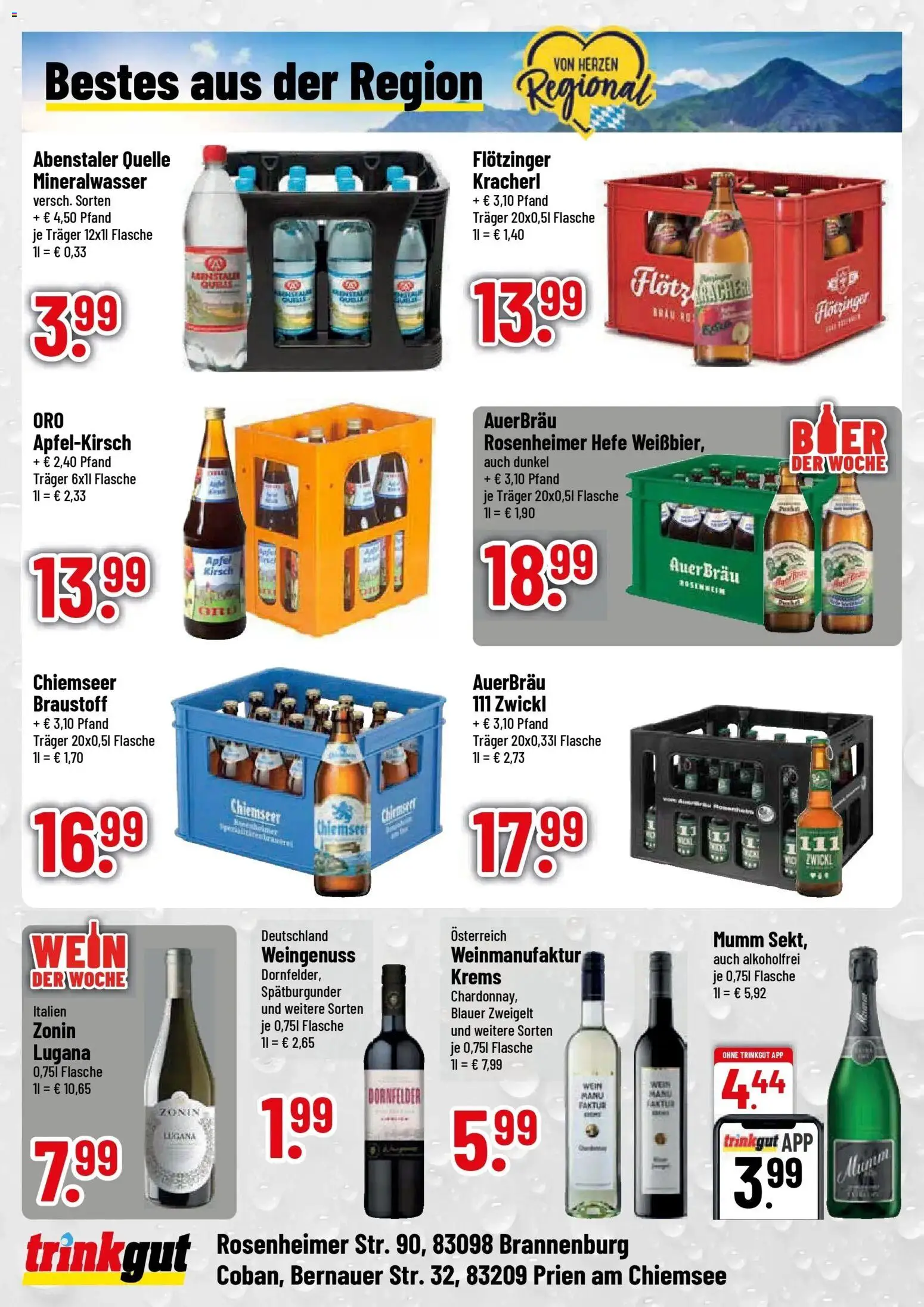 Trinkgut Prospekt Prien Am Chiemsee (ab 10.08.2026) » Angebote online | Seite: 4 | Produkte: Äpfel, Mineralwasser, Wein