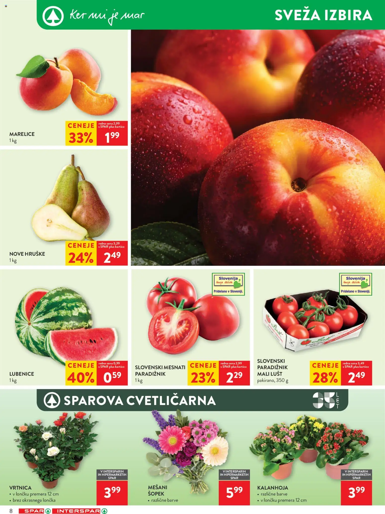 Novi Spar katalog ponudbe – veljaven od 22.07.2026 | Stran: 10 | Izdelki: Marelice, Šopek, Paradiznik, Hruške