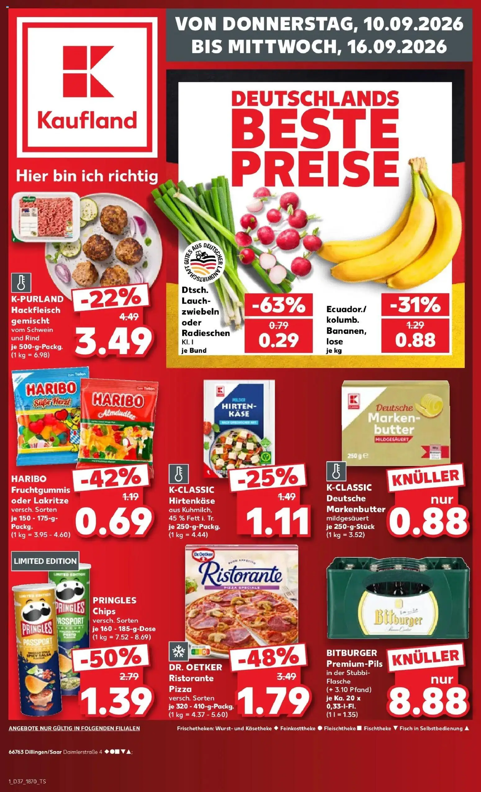 Prospekt Kaufland ab 10.09.2026 » Angebote Online zum Blättern | Seite: 1 | Produkte: Pizza, Chips, Lauch, Hackfleisch