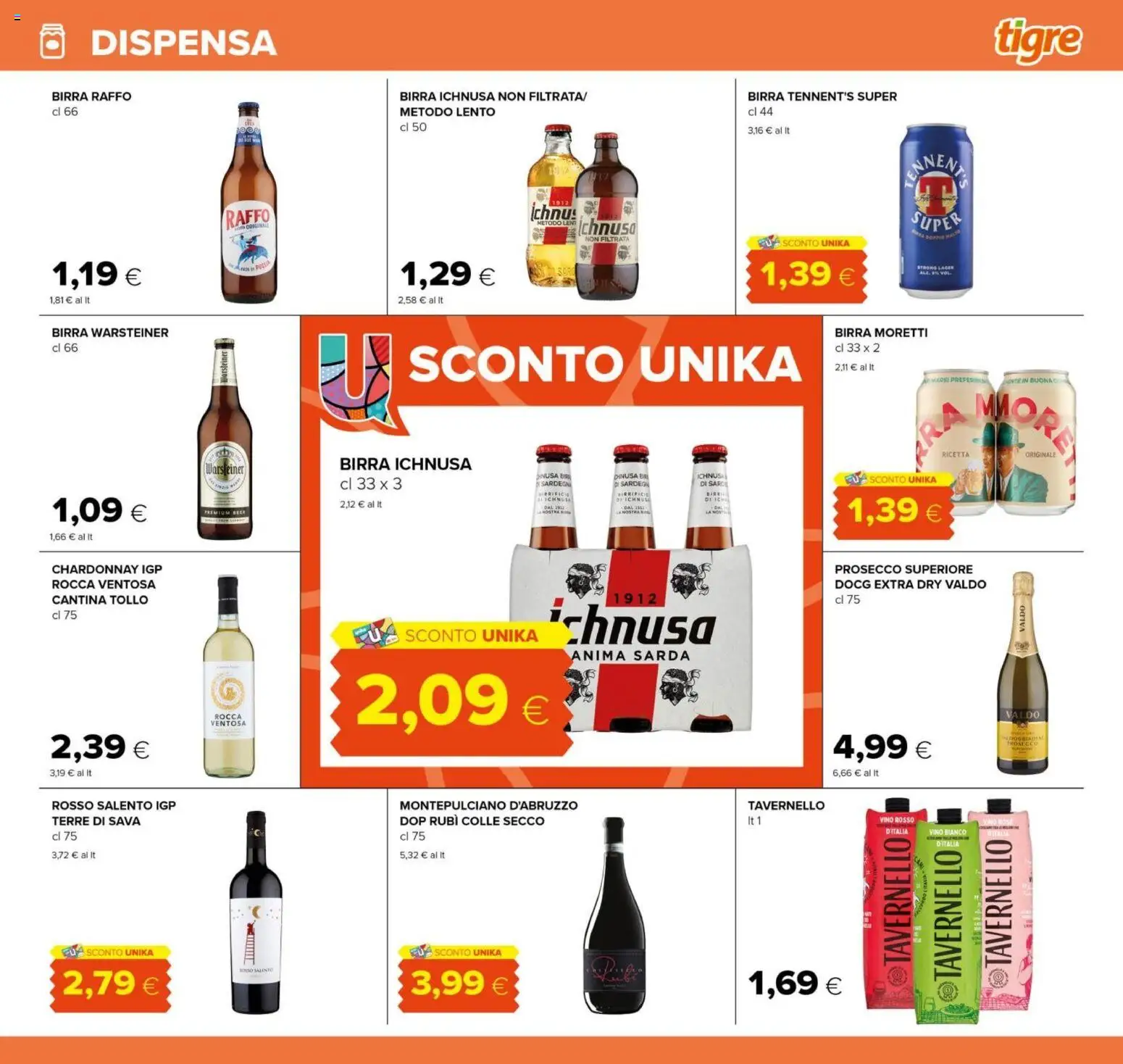 Volantino Tigre del 20.05.2026 | Pagina: 19 | Prodotti: Tennent's, Vino, Birra Moretti, Vino rosso