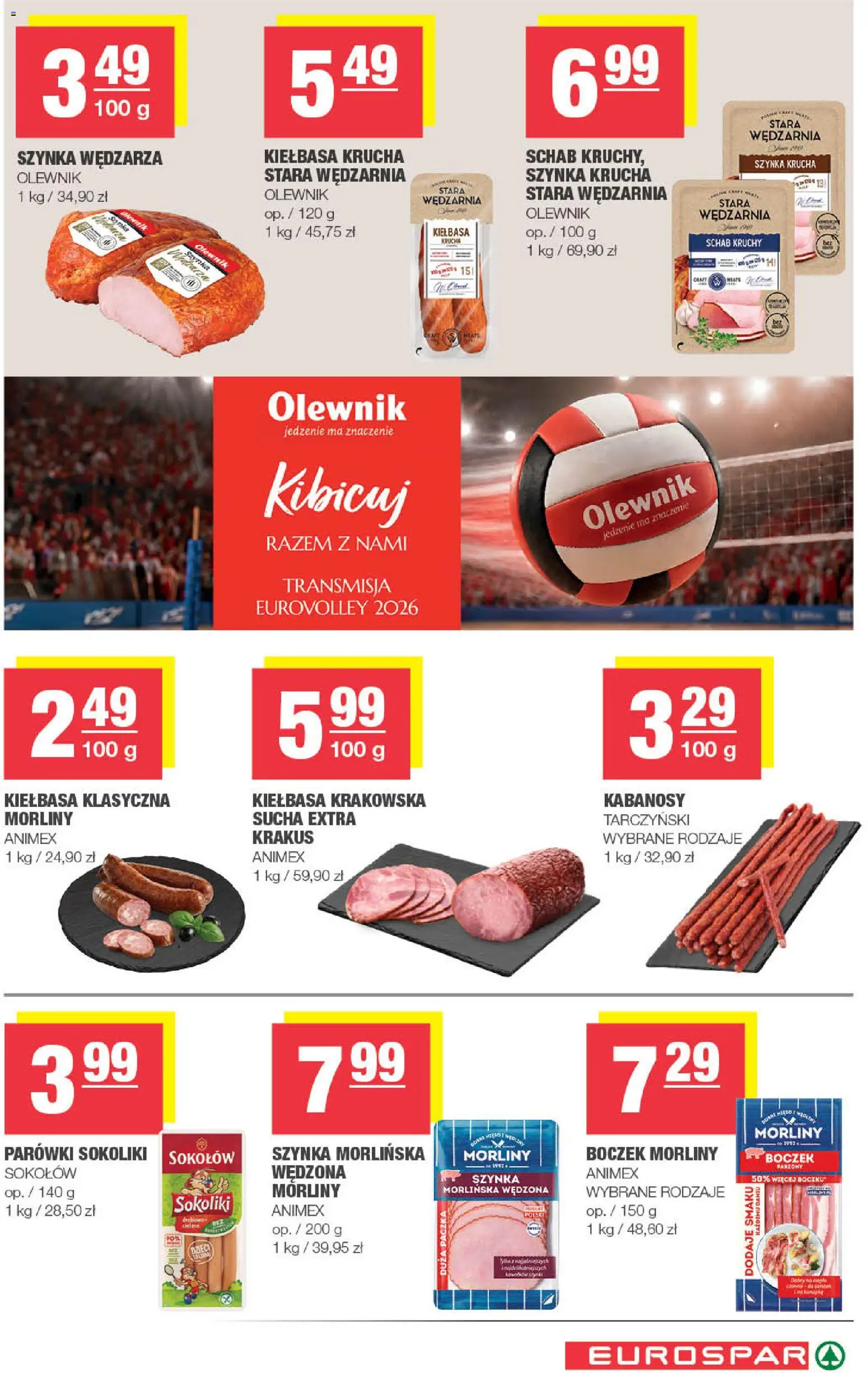 Spar gazetka - Eurospar od 23.09.2026 | Strona: 7 | Produkty: Kiełbasa, Parówki sokoliki, Kabanosy, Kiełbasa krakowska