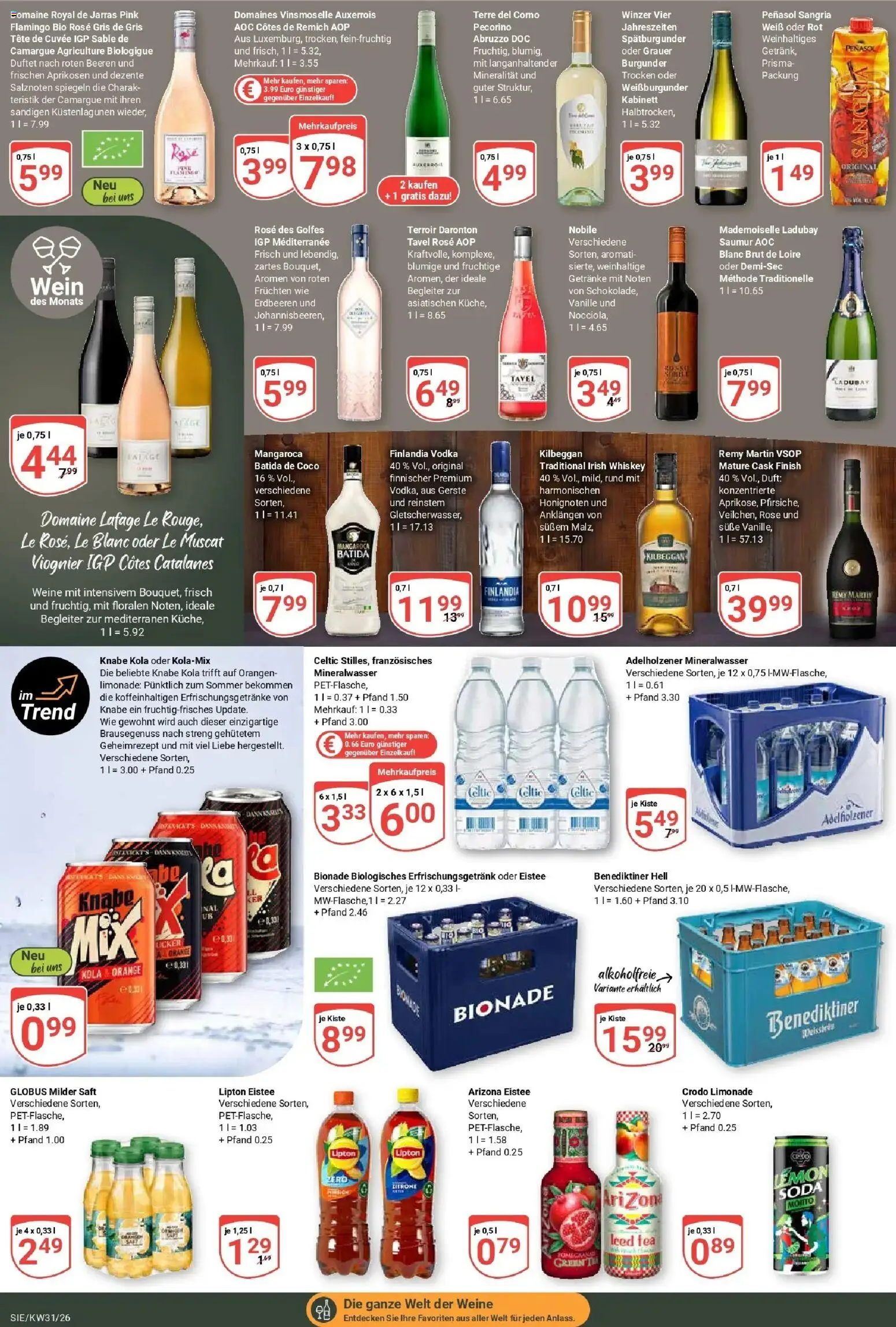 Globus Prospekt Siegen – gültig ab 27.07.2026 | Seite: 19 | Produkte: Batida de coco, Benediktiner hell, Wein, Whiskey