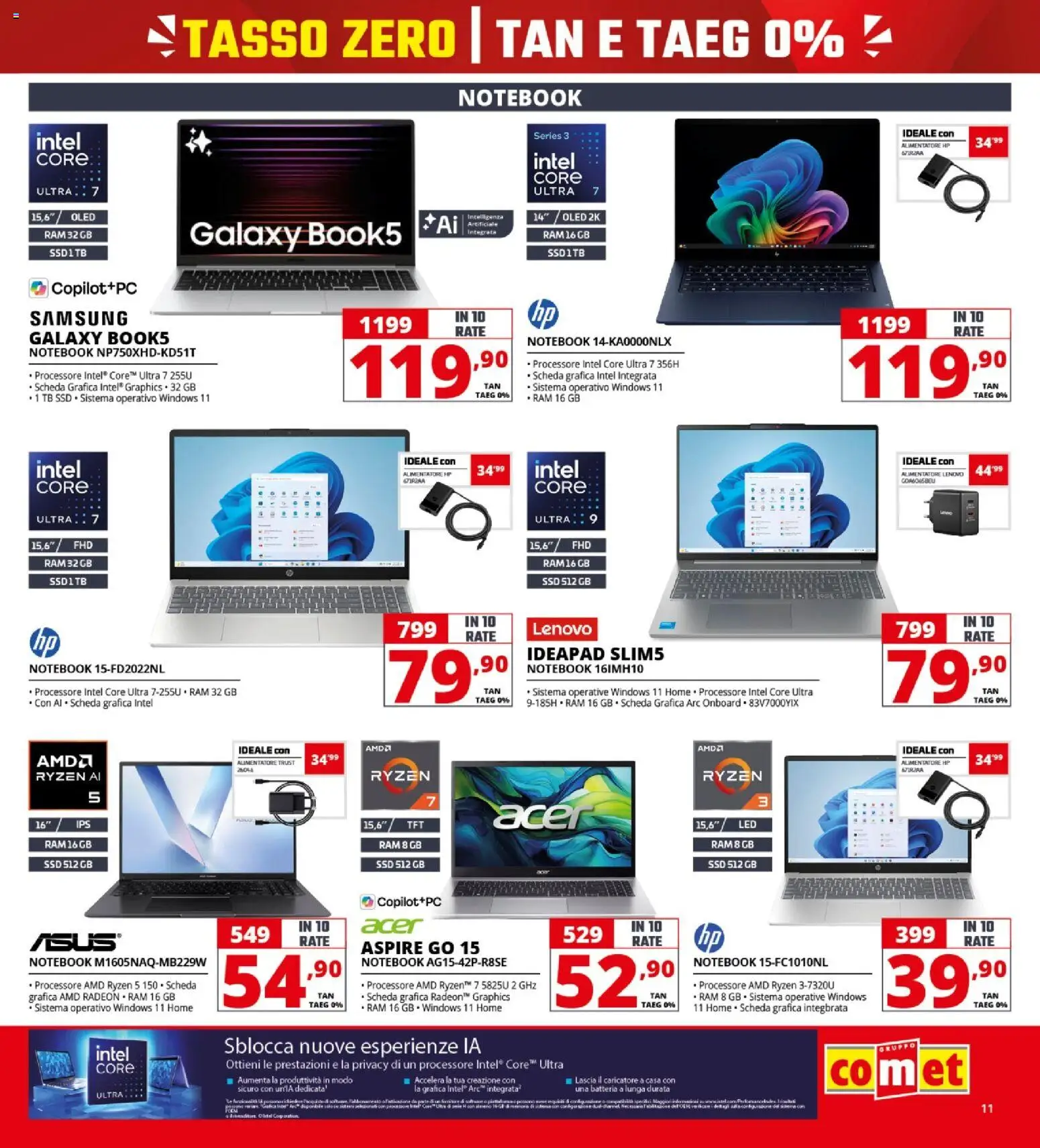 Volantino Comet del 16/07/2026 | Pagina: 11 | Prodotti: Notebook, Batteria, Samsung