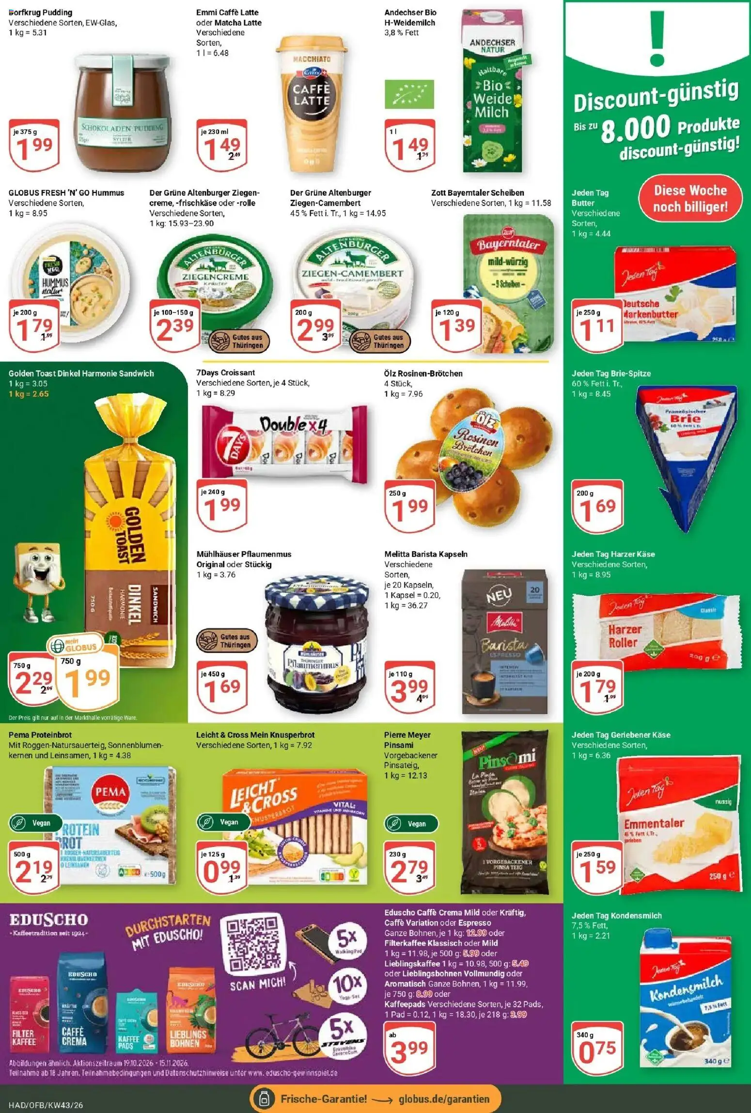 Globus Prospekt Halle (saale) (ab 19.10.2026) » Angebote online | Seite: 12 | Produkte: Butter, Toast, Hummus, Frischkase