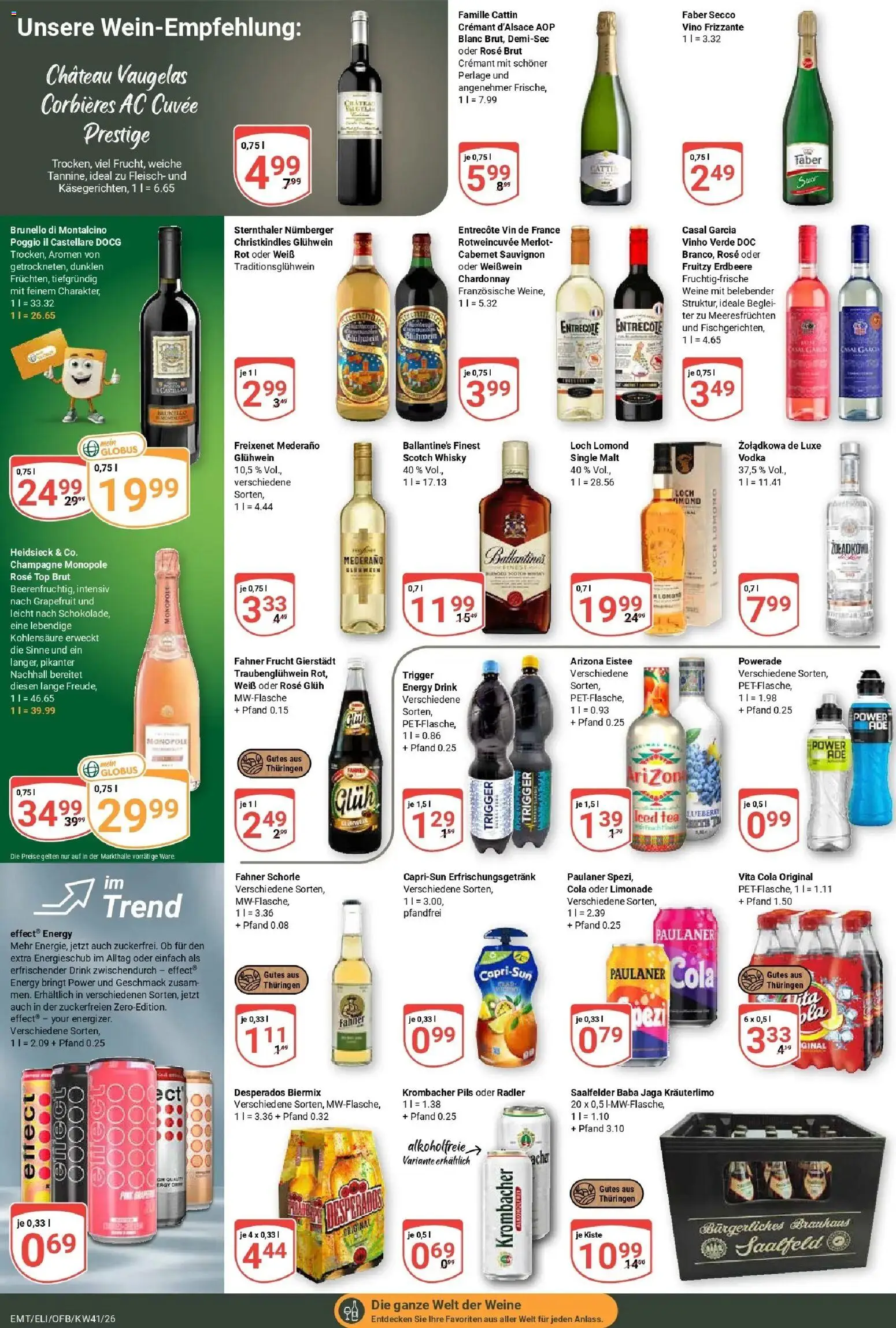 Globus Prospekt Mittelhausen (ab 05.10.2026) » Angebote online | Seite: 21 | Produkte: Freixenet, Vita cola, Desperados, Paulaner