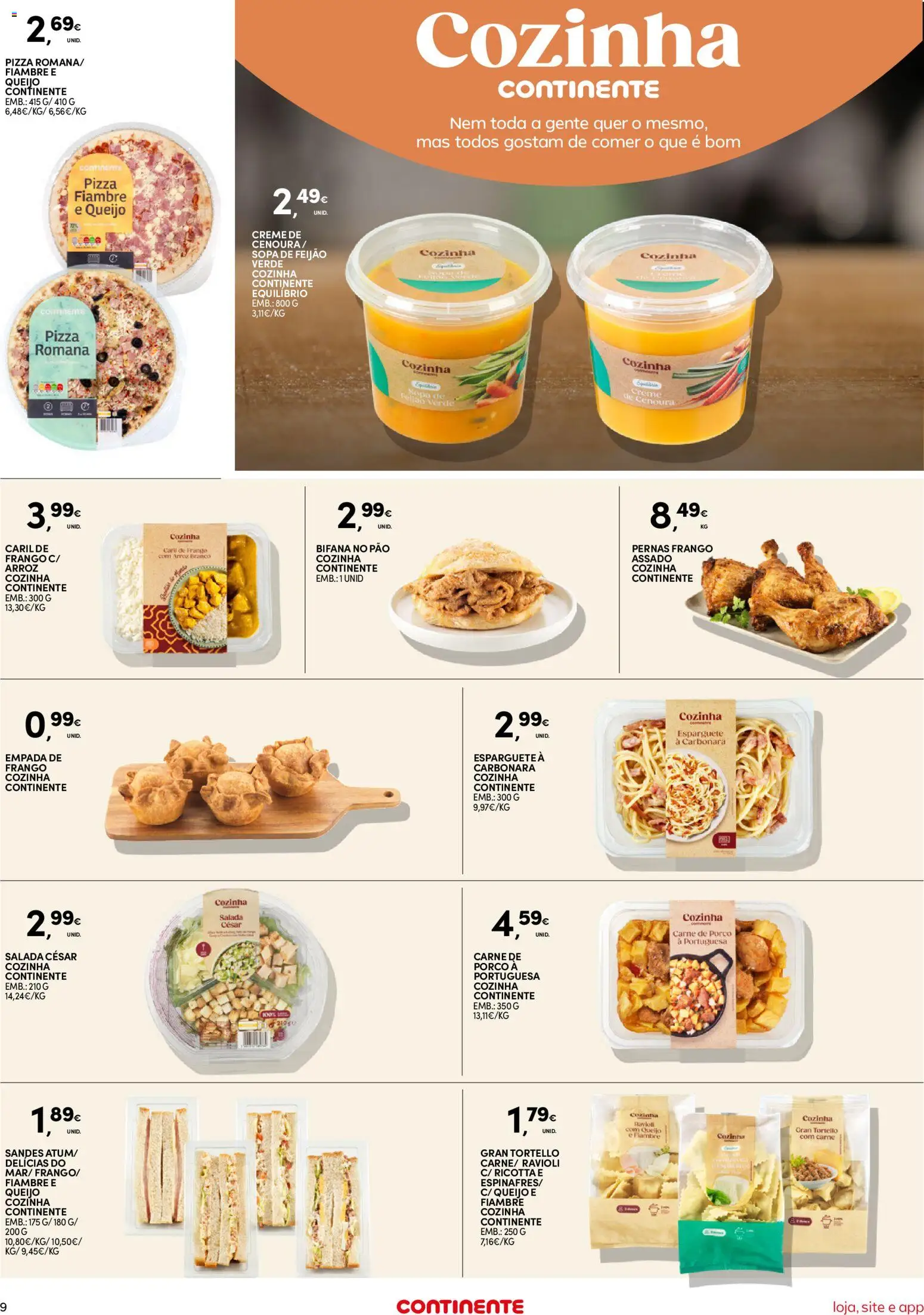 Continente folheto Bom Dia │ válido de 06/10/2026 | Página: 9 | Produtos: Fiambre, Pizza, Creme, Salada