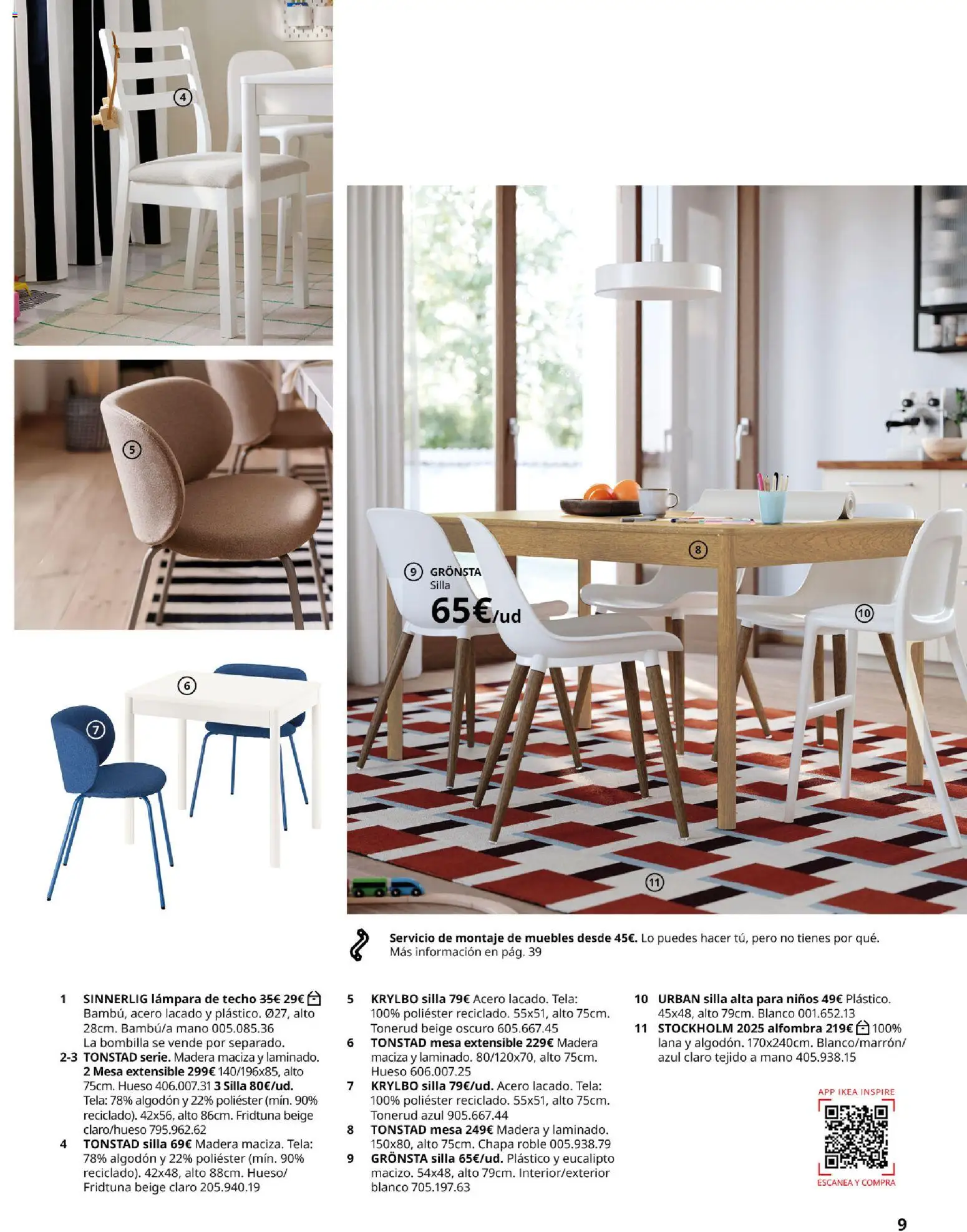 Catálogo IKEA Comedores │ válido desde el 06.03.2026 | Página: 9 | Productos: Mesa extensible, Bombilla, Mesa, Silla