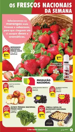 Pré-visualização ALFACE FRISADA NACIONAL PINGO DOCE, Embalada válido de 05.05.2026 | Página: 3 | Produtos: Chantilly, Maça, Doces, Morangos