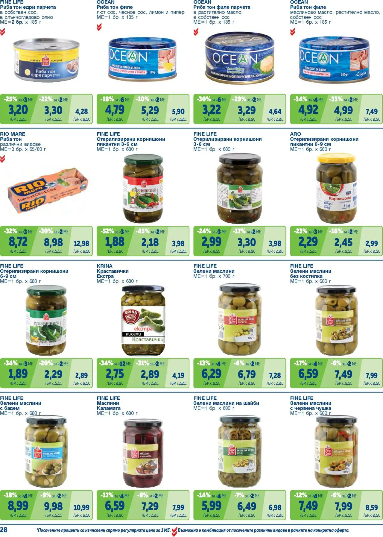 {H1} | Страница: 28 | Продукти: Пипер, Корнишони, Риба тон, Каламата