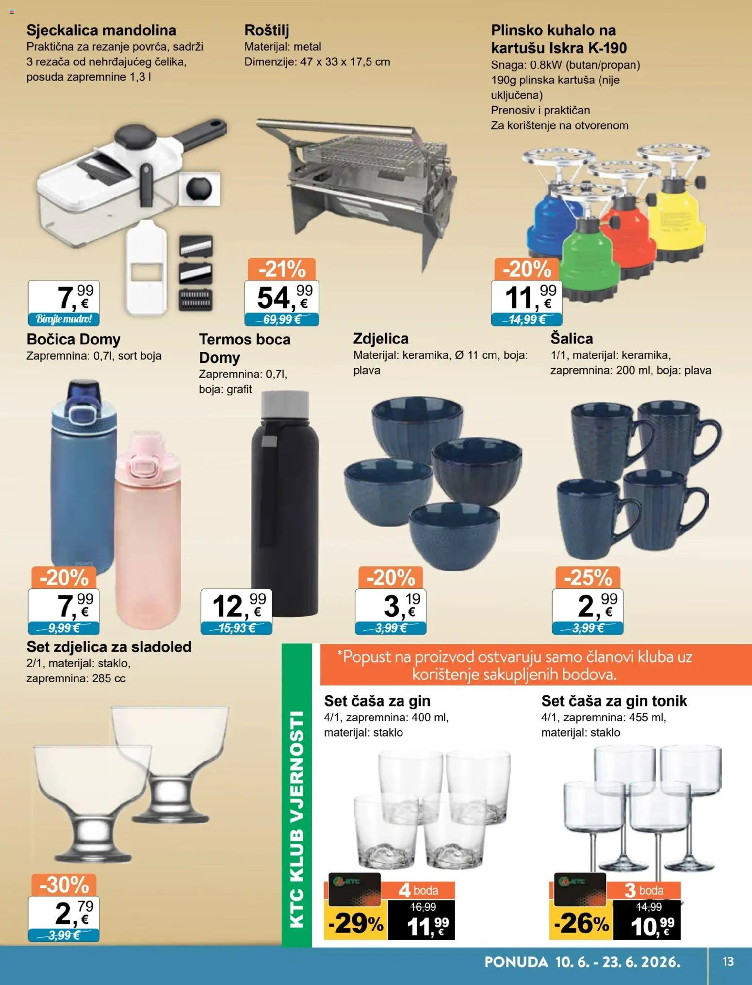 KTC katalog | vrijedi od 10.06.2026 | Stranica: 13 | Proizvodi: Roštilj, Gin, Sjeckalica, Termos