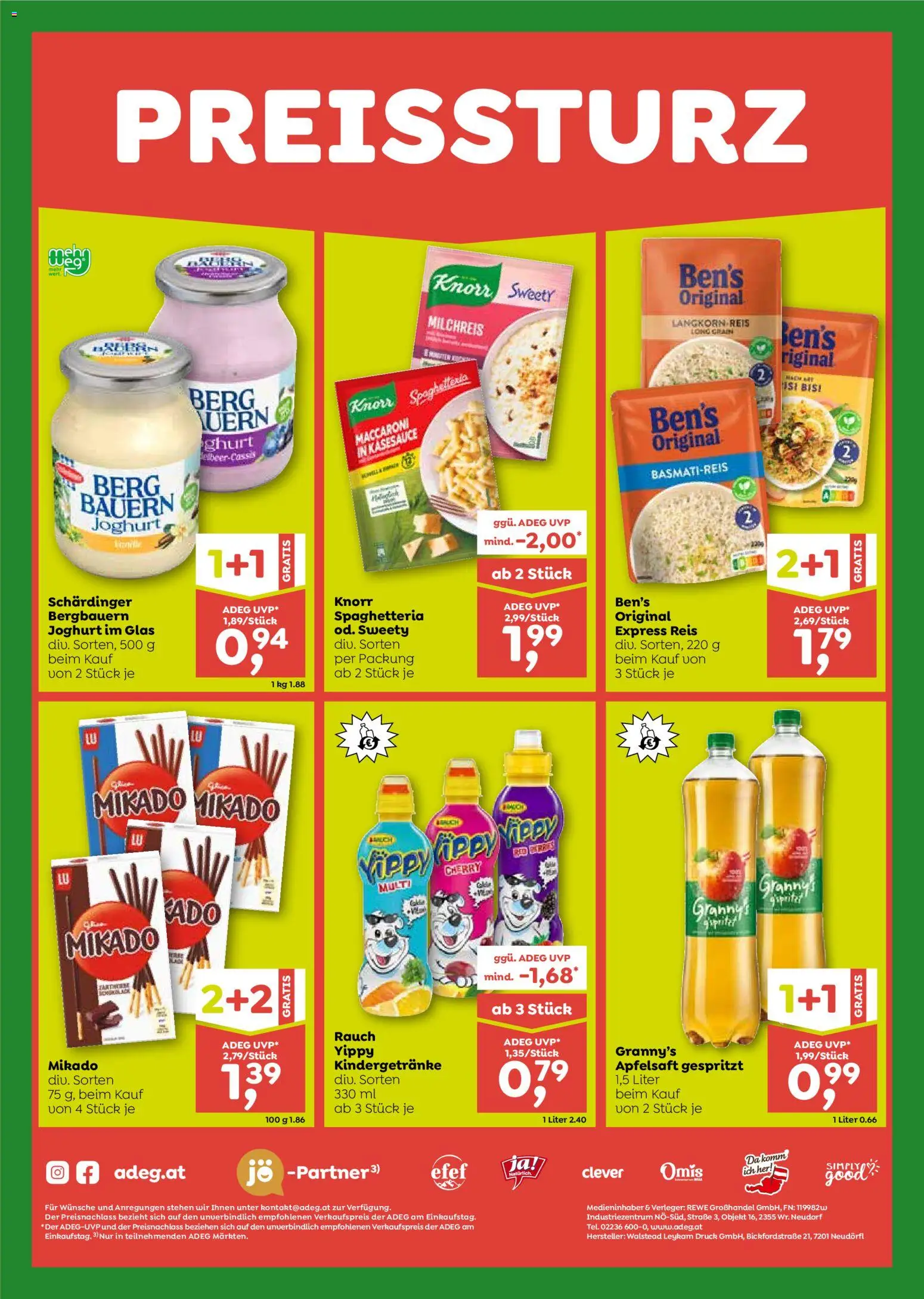 ADEG Flugblatt gültig ab 23.07.2026 | Seite: 8 | Produkte: Apfelsaft, Joghurt, Reis