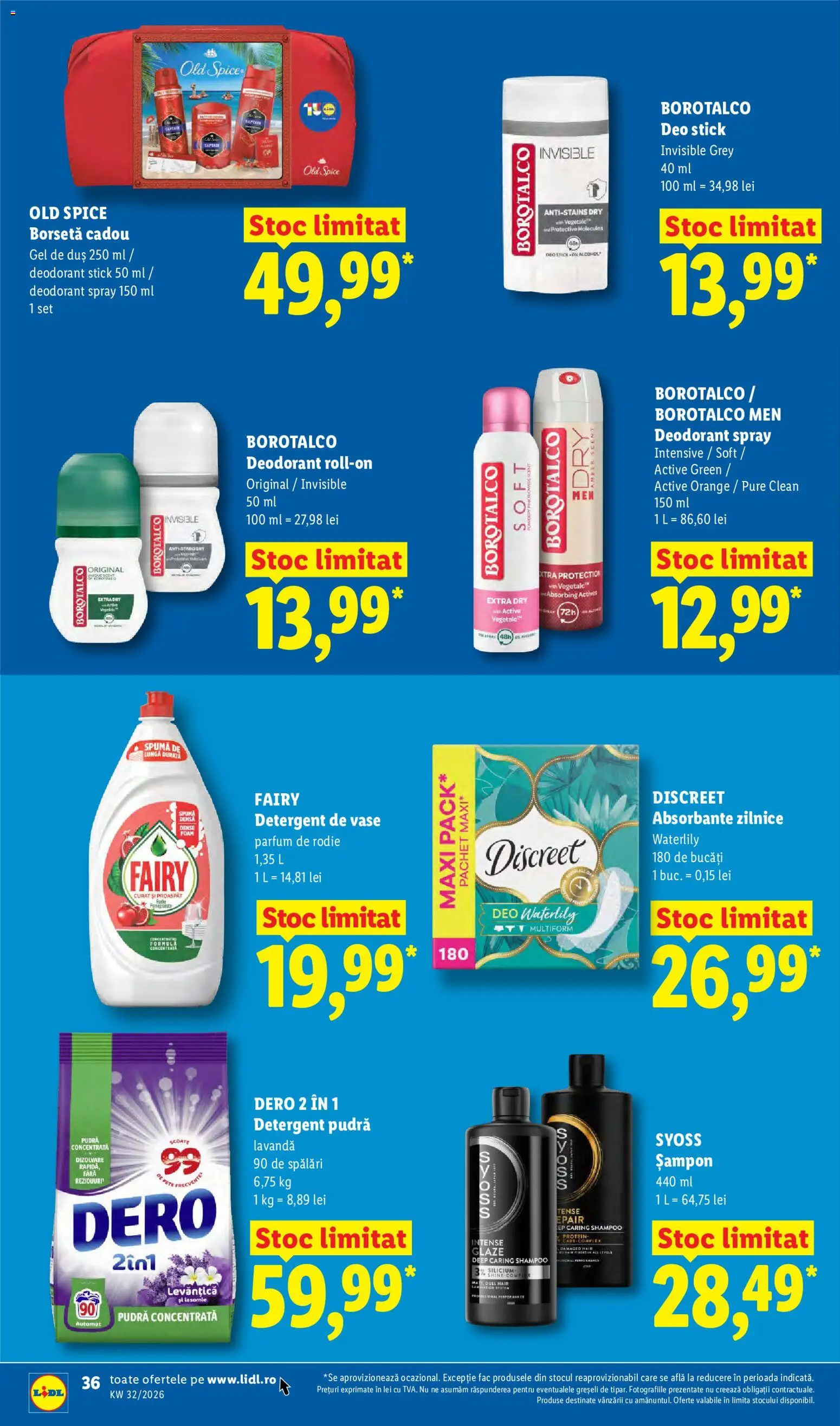 Noul catalog Lidl – valabil de la 03.08.2026 | Pagină: 36 | Produse: Syoss, Vase, Deodorant, Detergent