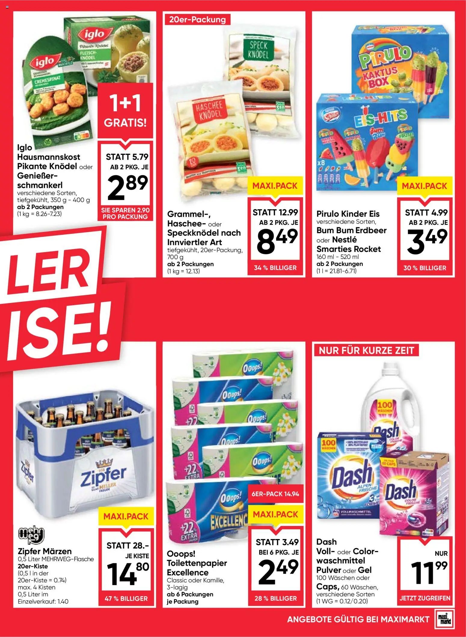 Maximarkt Flugblatt gültig ab 20.08.2026 | Seite: 3 | Produkte: Eis, Speck, Waschmittel