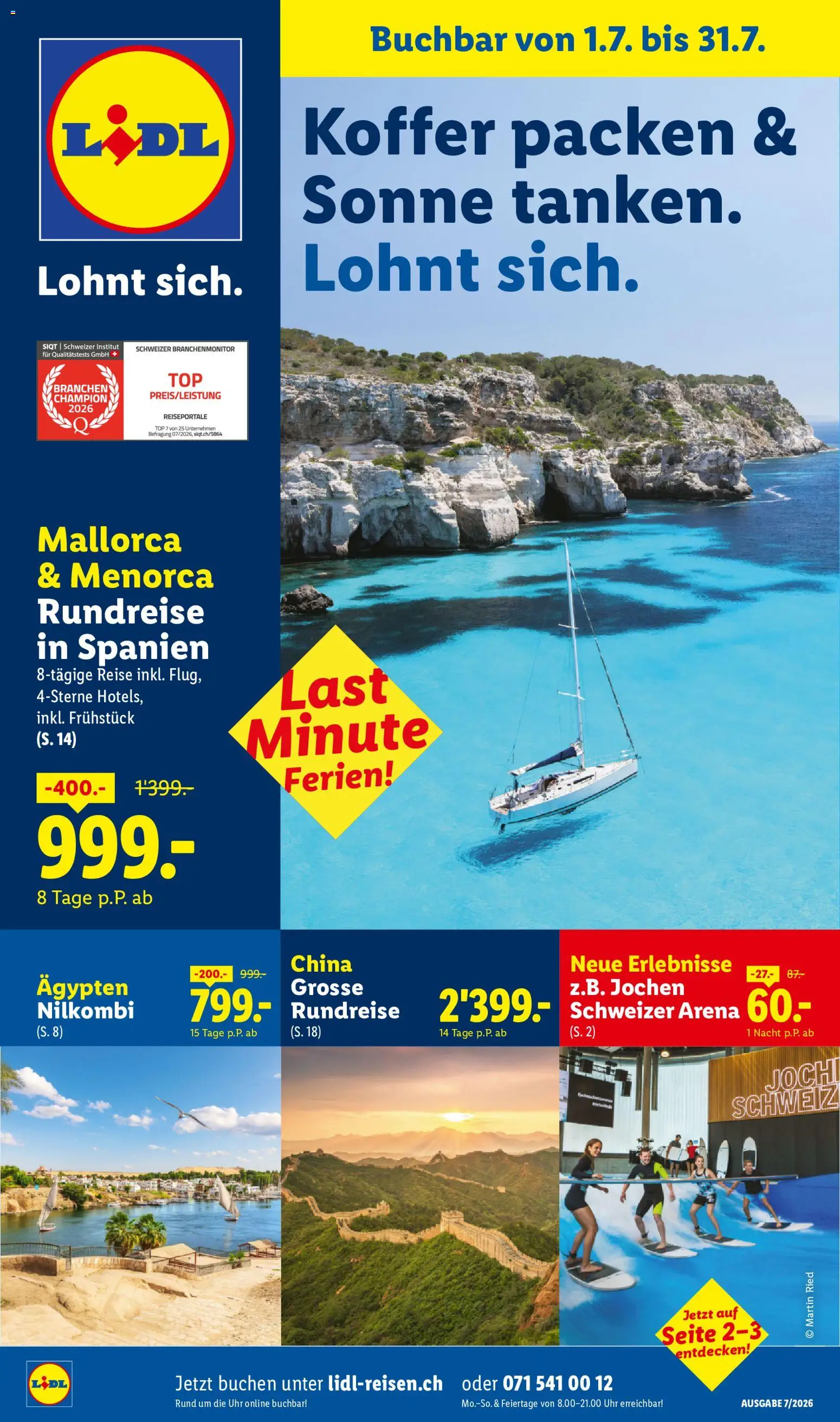 Lidl aktionen Reise-Highlights – gültig ab 01.07.2026 | Seite: 1 | Produkte: Koffer, Uhr, Top