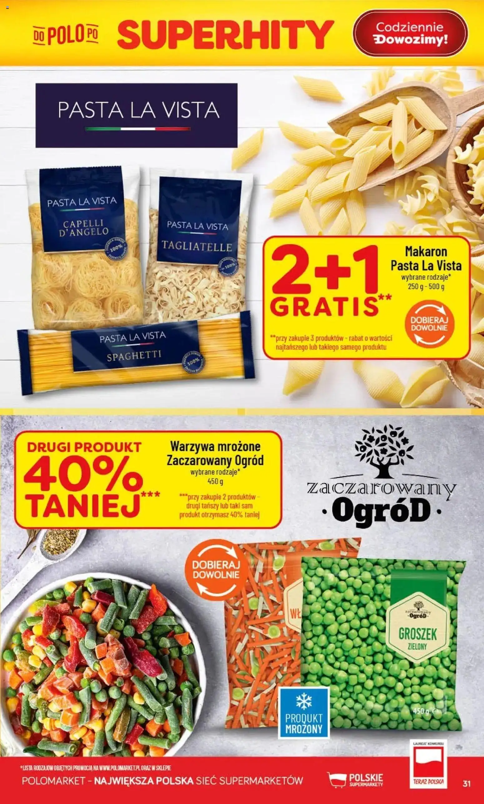 Nowa POLOmarket gazetka od jutra 12.08.2026 | Strona: 31 | Produkty: Warzywa mrożone, Pasta, Tagliatelle, Warzywa