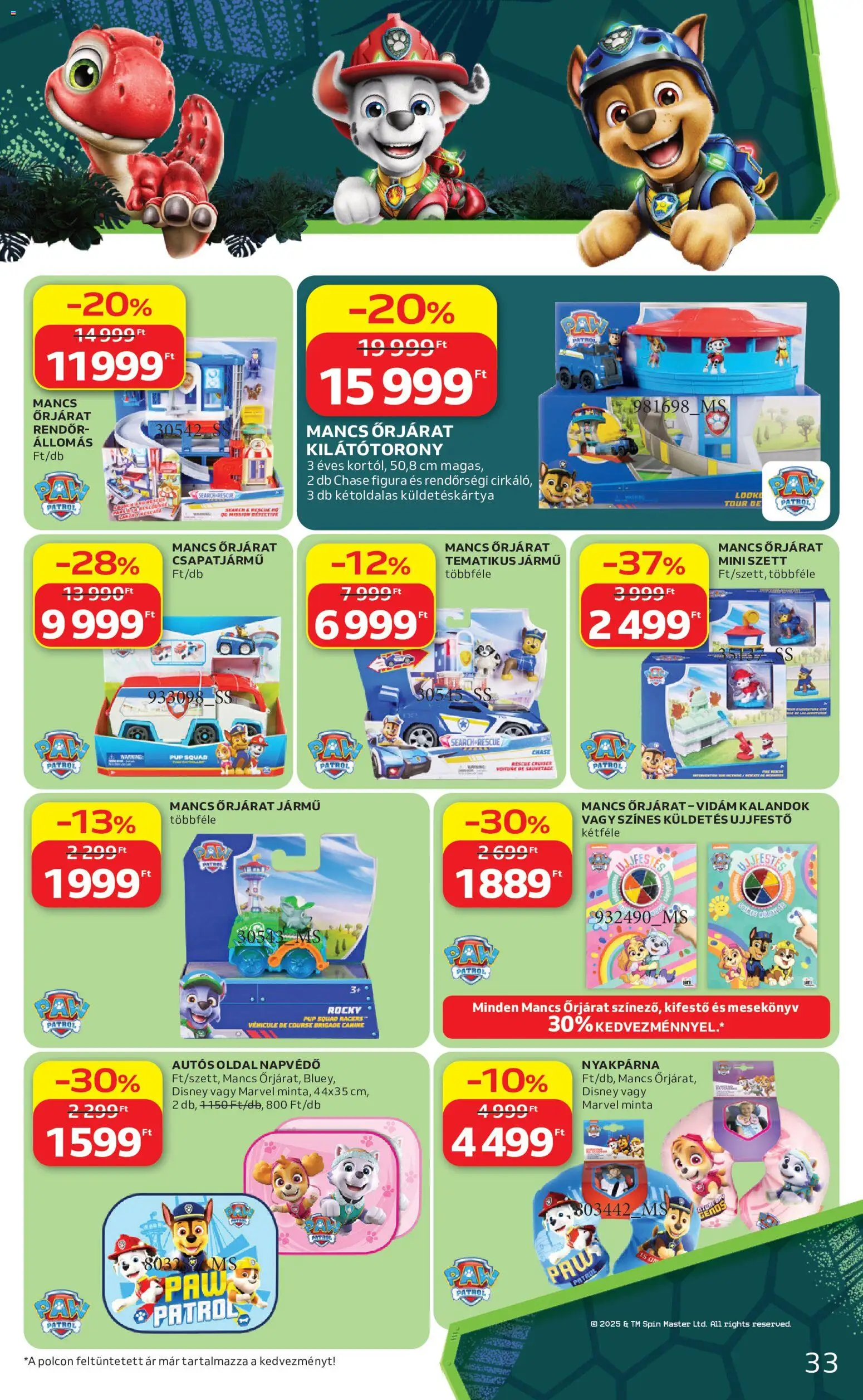 Auchan akciós ujság - amely érvényes a következő dátumtól: 2026.08.06. | Oldal: 33 | Termékek: Mancs őrjárat, Paw Patrol