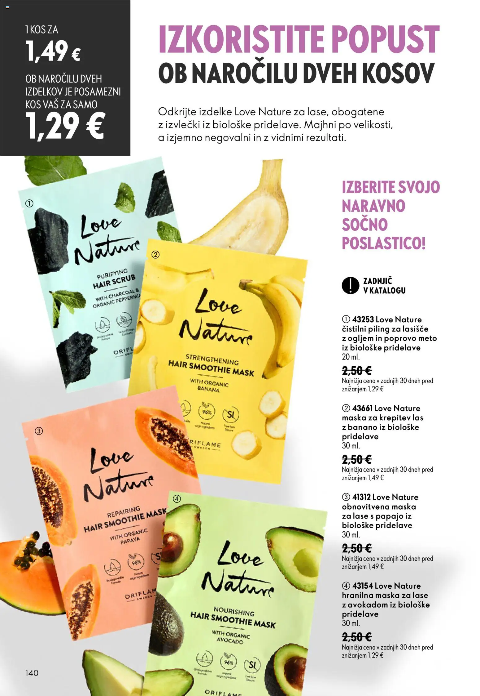 Novi Oriflame katalog ponudbe – veljaven od 26.08.2026 | Stran: 140 | Izdelki: Kos, Maska za lase, Maska, Piling