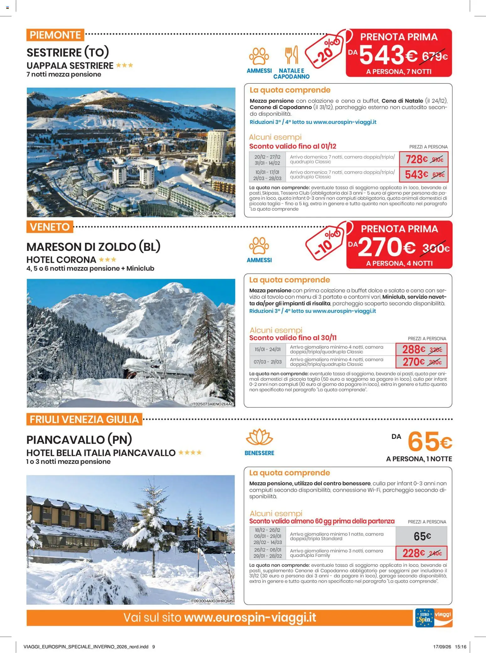 Volantino Eurospin del 17/09/2026 | Pagina: 9 | Prodotti: Bevande, Contorni, Culla, Letto