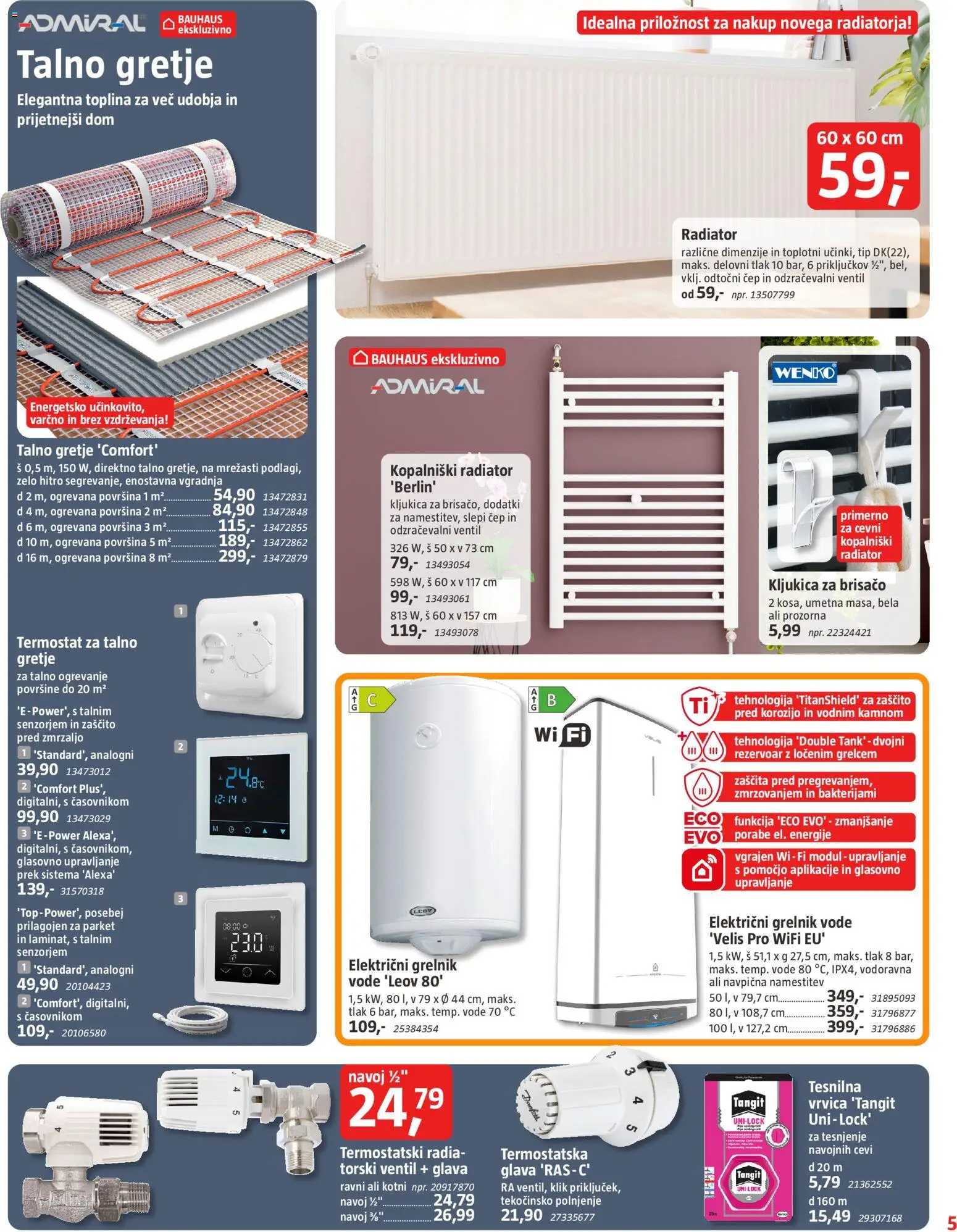 Novi Bauhaus katalog ponudbe – veljaven od 02.09.2026 | Stran: 5 | Izdelki: Radiator, Termostat, Ventil, Grelnik vode