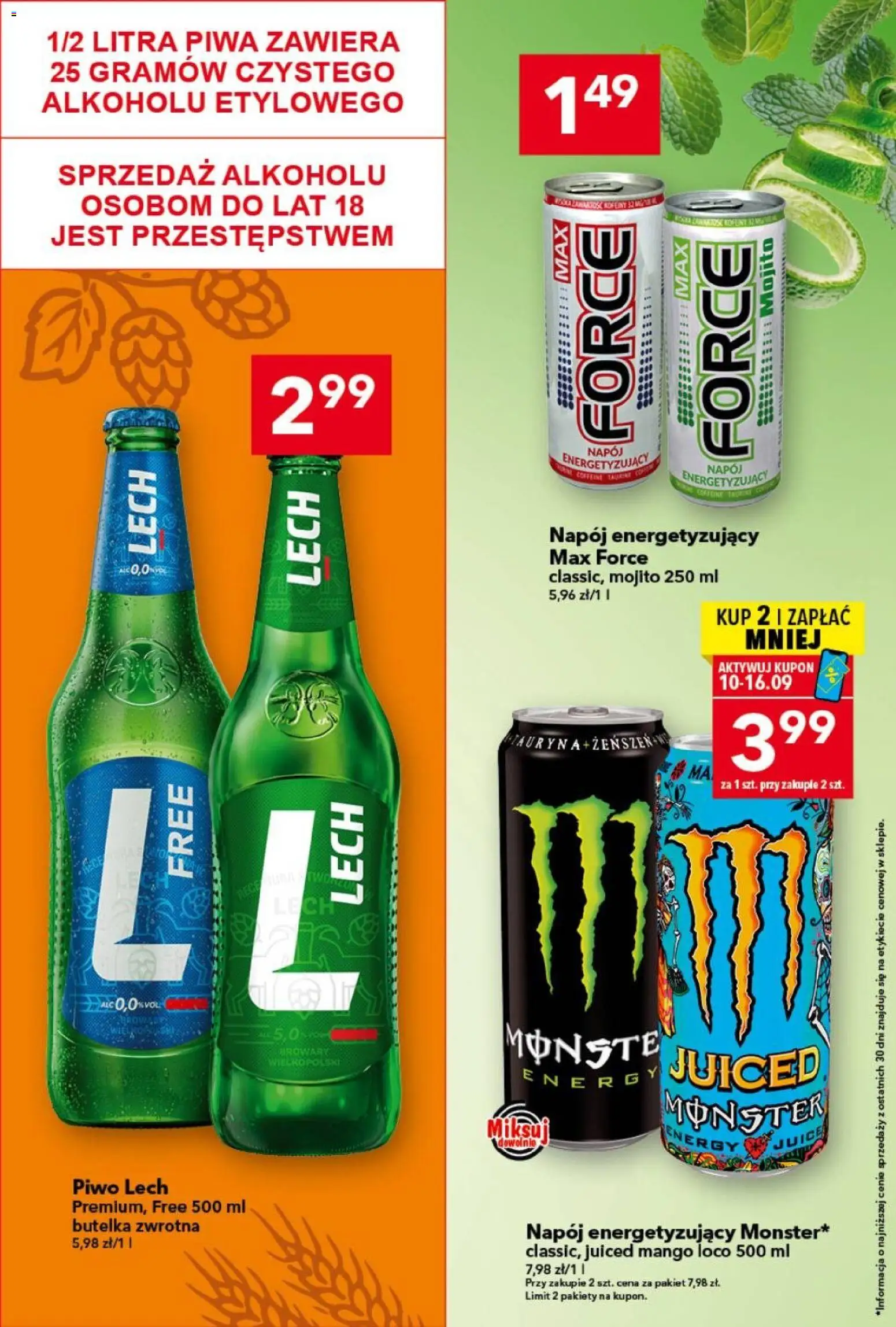 Lewiatan gazetka od 10.09.2026 | Strona: 9 | Produkty: Mango, Lech, Mojito, Piwo