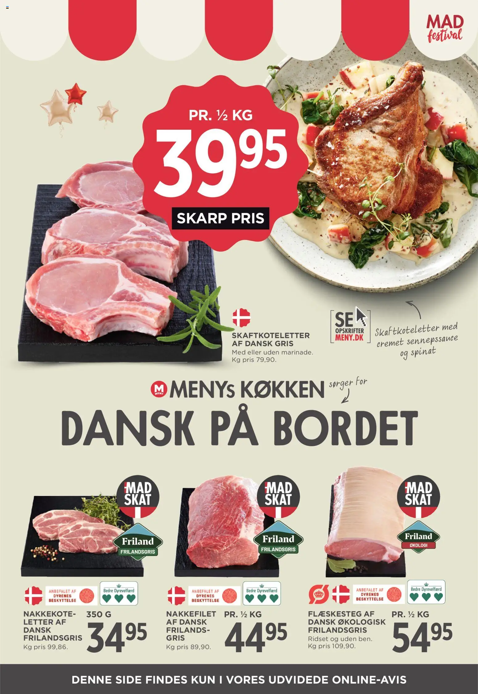Meny tilbudsavis – gyldig fra 18/09/2026 | Side: 16 | Produkter: Flæskesteg, Nakkefilet, Spinat