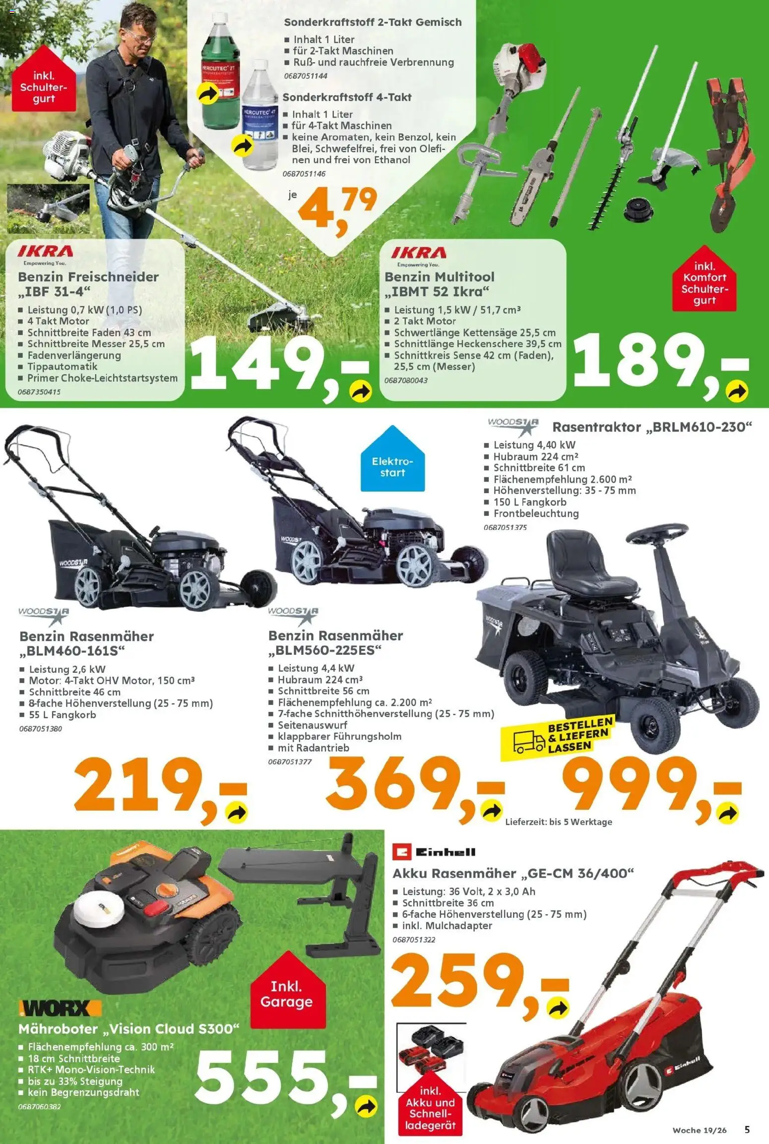 Globus Baumarkt Prospekt Laupheim	 – gültig ab 04.05.2026 | Seite: 5 | Produkte: Rasenmäher, Primer, Ladegerät