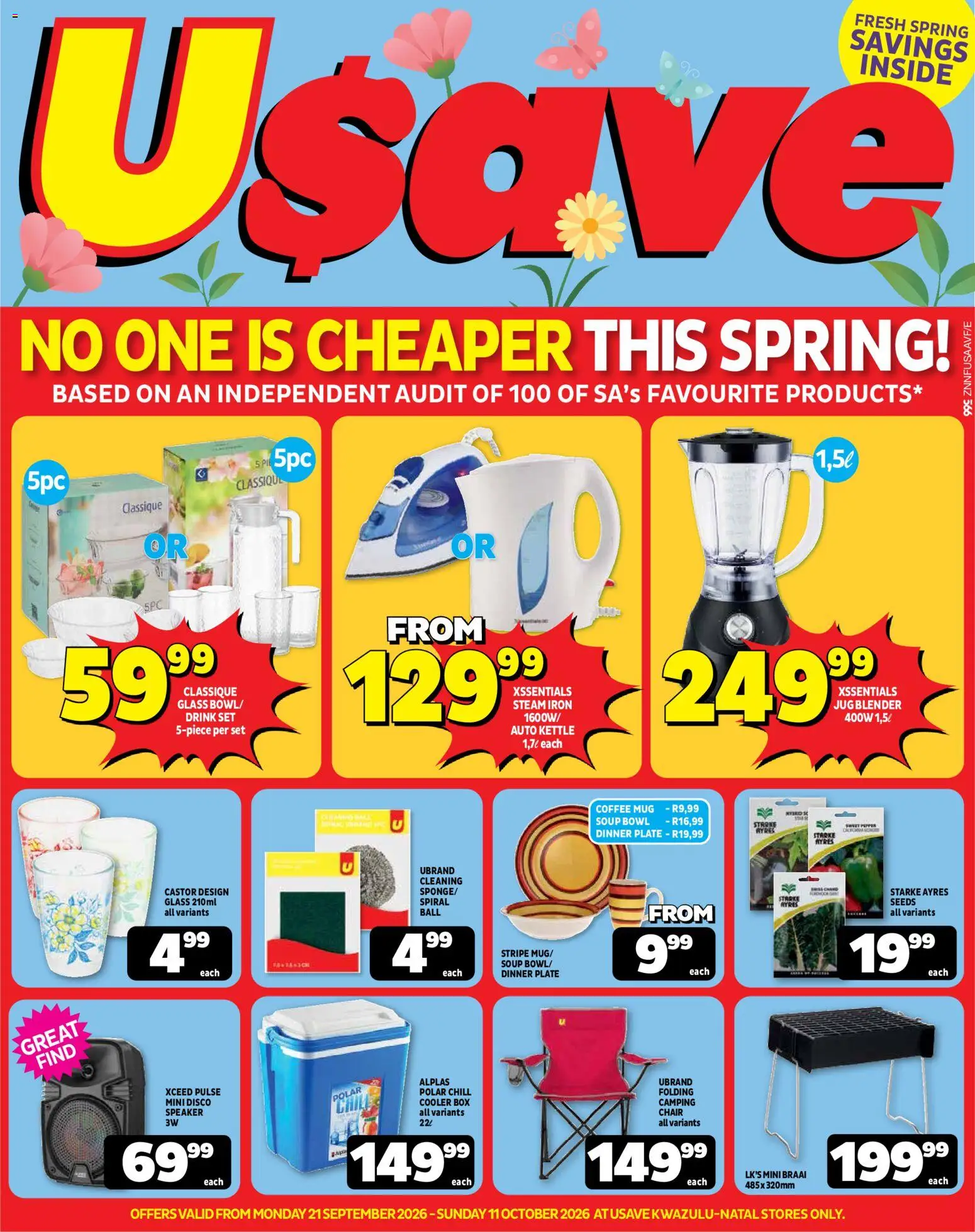 New Usave catalogue – valid from 21/09/2026 | Page: 1 | Products: Speaker, Plate, Bowl, Iron