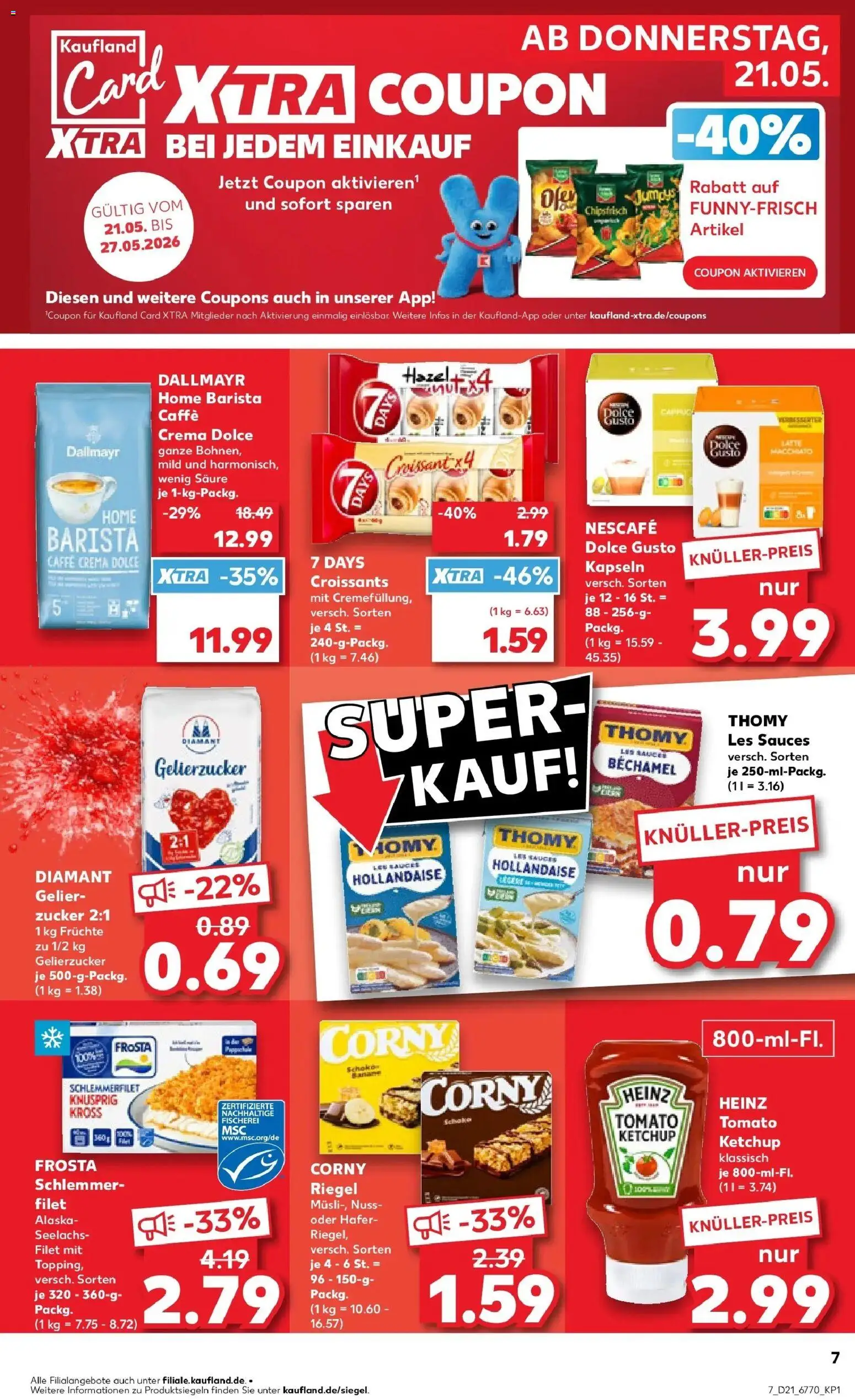 Kaufland Prospekt Bottrop – gültig ab 21.05.2026 | Seite: 7 | Produkte: Gelierzucker, Corny riegel, Frosta, Croissant