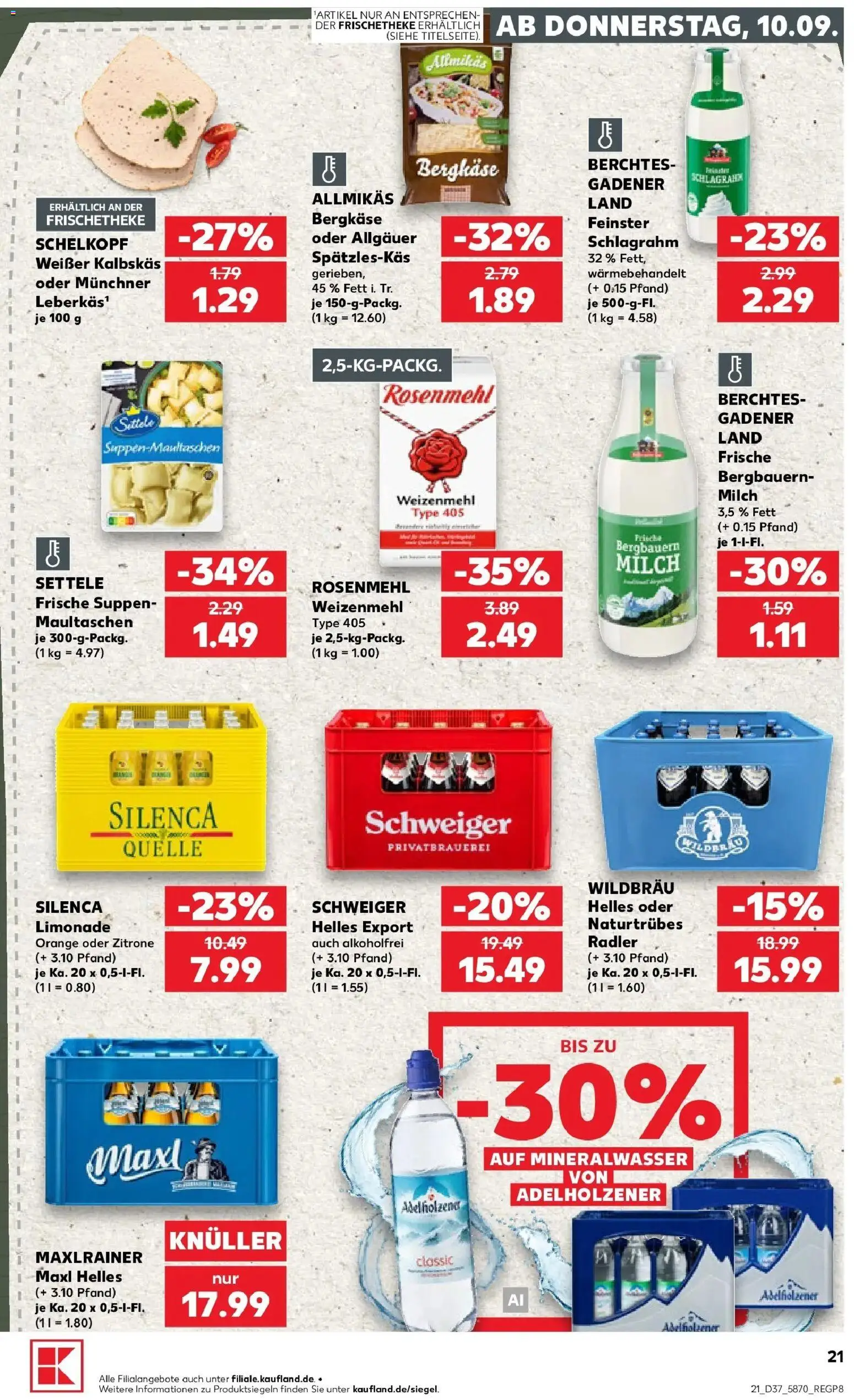 Prospekt Kaufland ab 10.09.2026 » Angebote Online zum Blättern | Seite: 21 | Produkte: Milch, Weizenmehl, Radler, Maultaschen