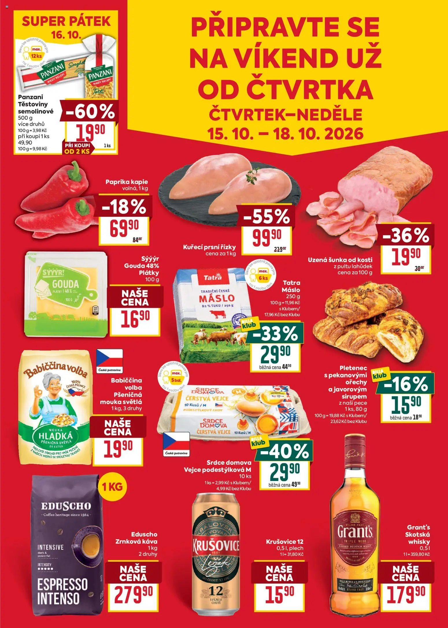 Billa Malý leták od 14.10.2026 | Strana: 7 | Produkty: Šunka od kosti, Prsní řízky, České máslo, Kapie