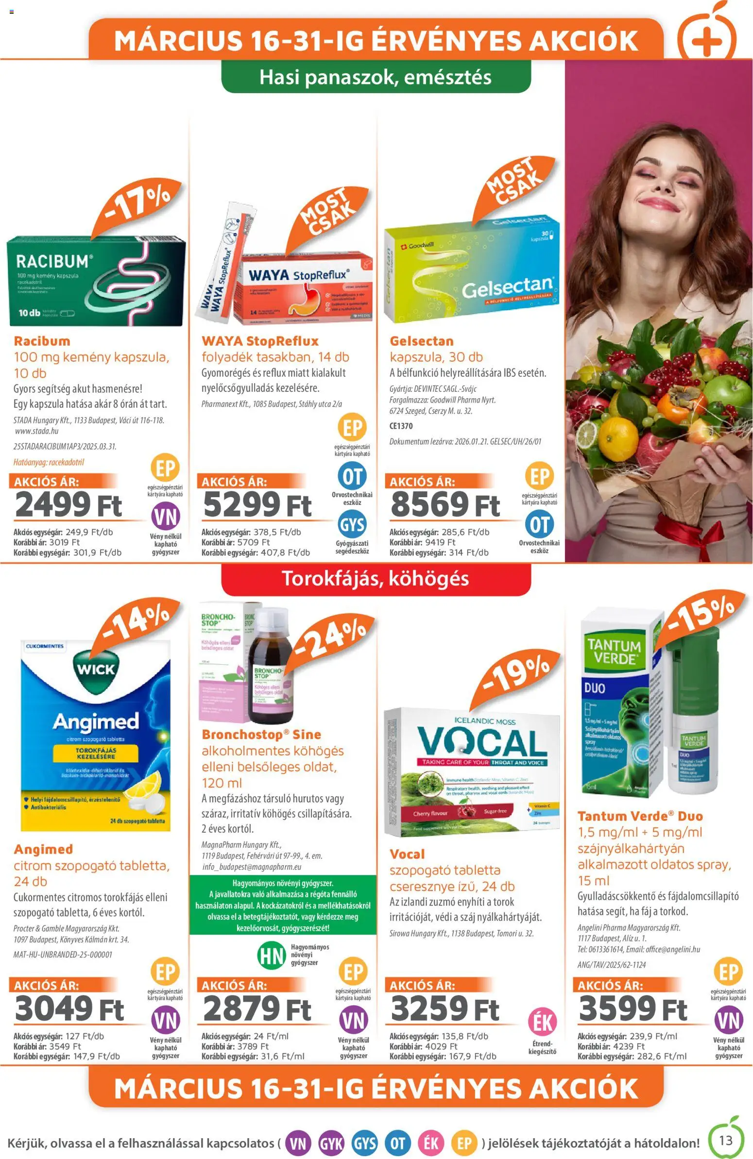 Alma Gyógyszertárak akciós ujság - amely érvényes a következő dátumtól: 2026.03.01. | Oldal: 13 | Termékek: Vitamin, Cseresznye, Tabletta, Eszköz