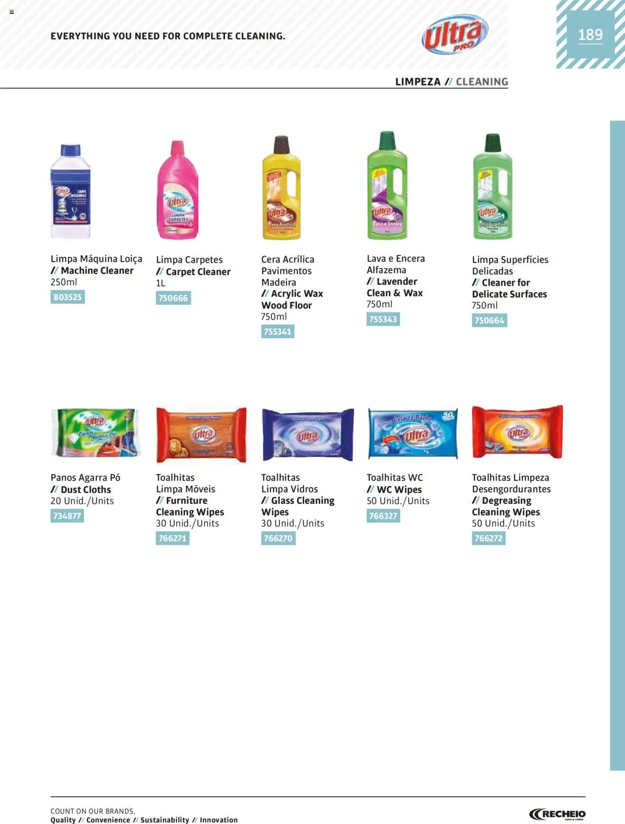 Recheio AS NOSSAS MARCAS │ válido de 19/12/2023 | Página: 189 | Produtos: Pó, Limpa móveis, Cera, Limpa vidros