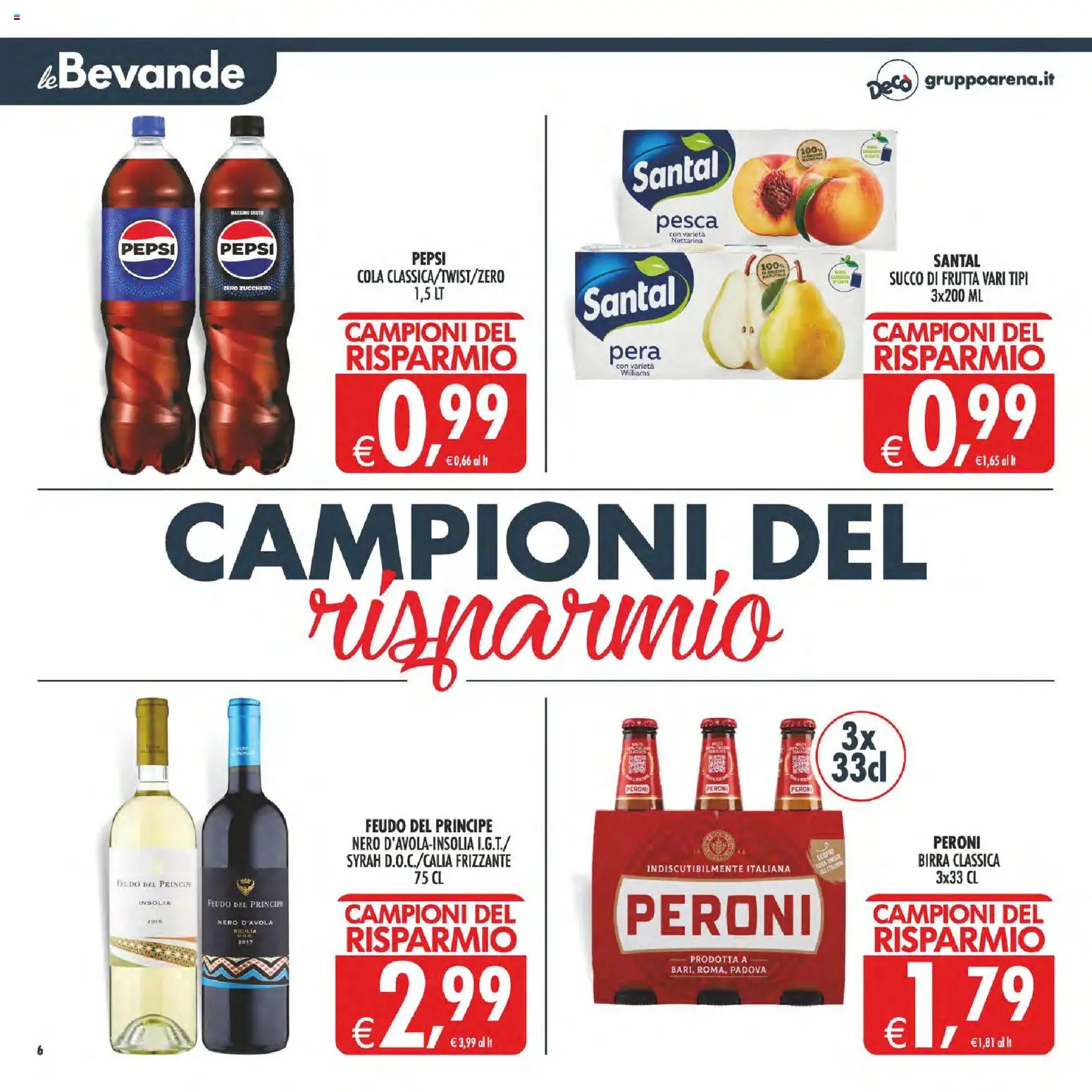 Volantino Decò del 07.04.2026 | Pagina: 6 | Prodotti: Succo, Birra, Pepsi, Succo di frutta