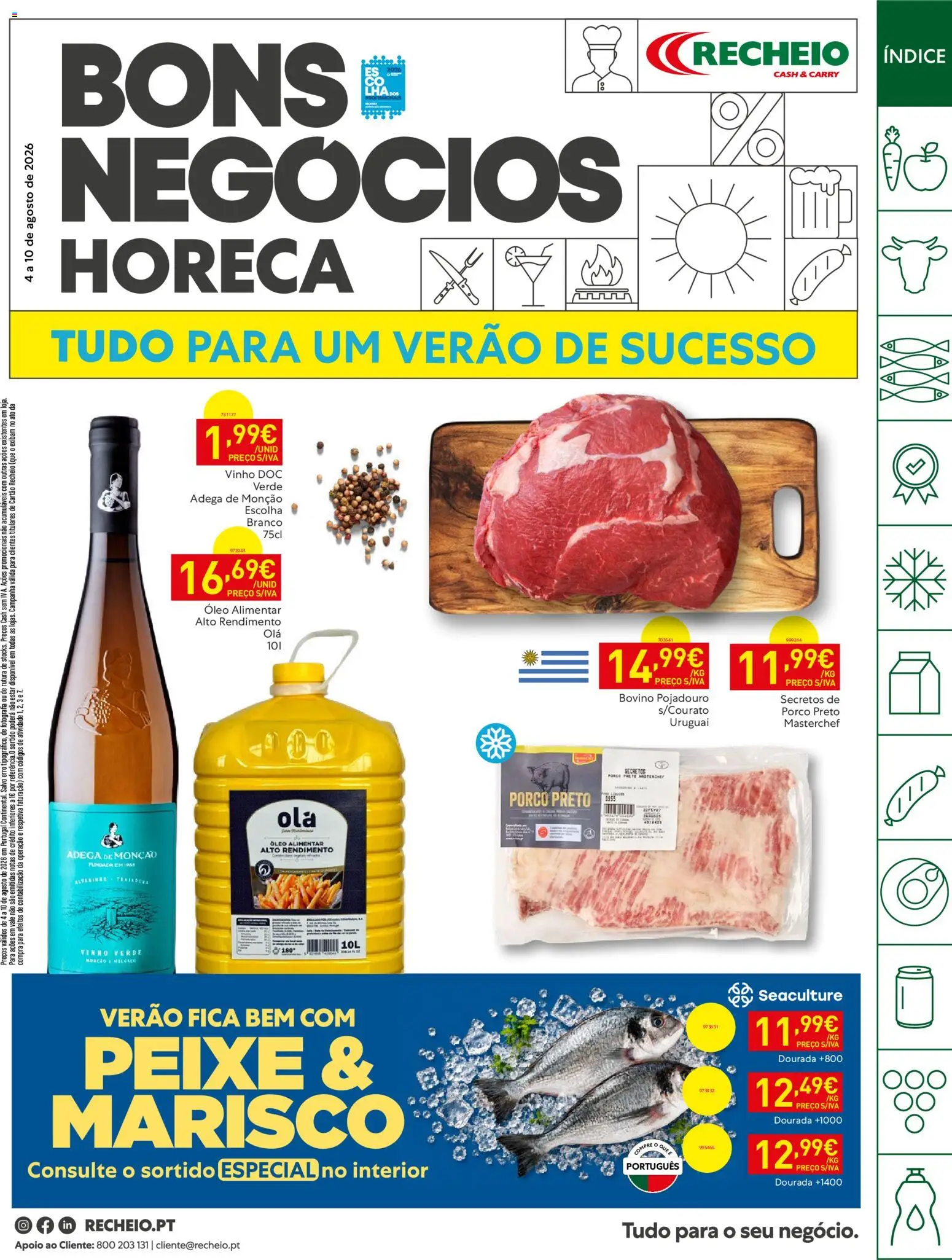 Recheio Horeca │ válido de 04/08/2026 | Página: 1 | Produtos: Óleo, Vinho, Peixe