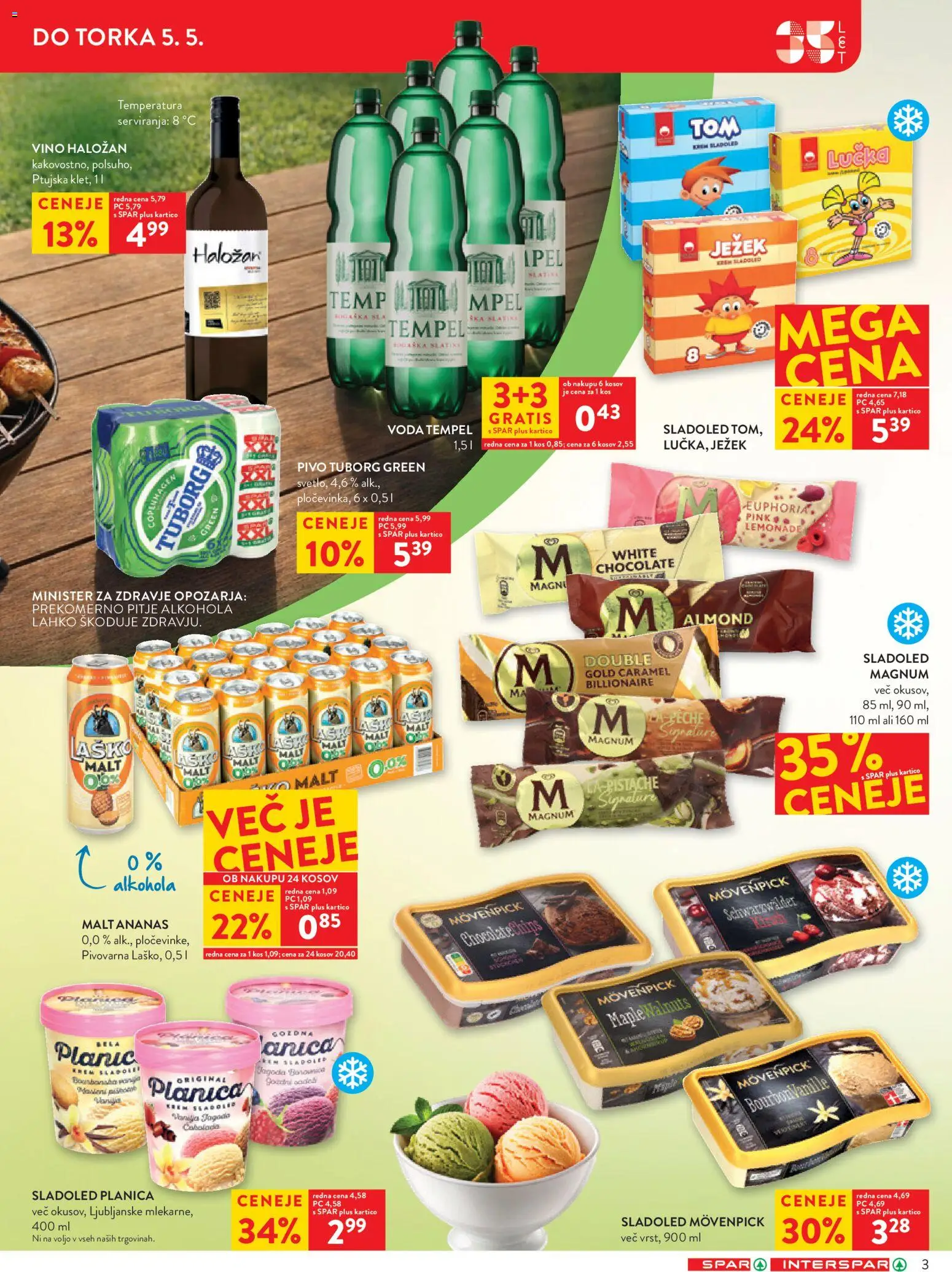 Novi Spar katalog ponudbe – veljaven od 29.04.2026 | Stran: 3 | Izdelki: Vino, Ananas, Sladoled, Voda