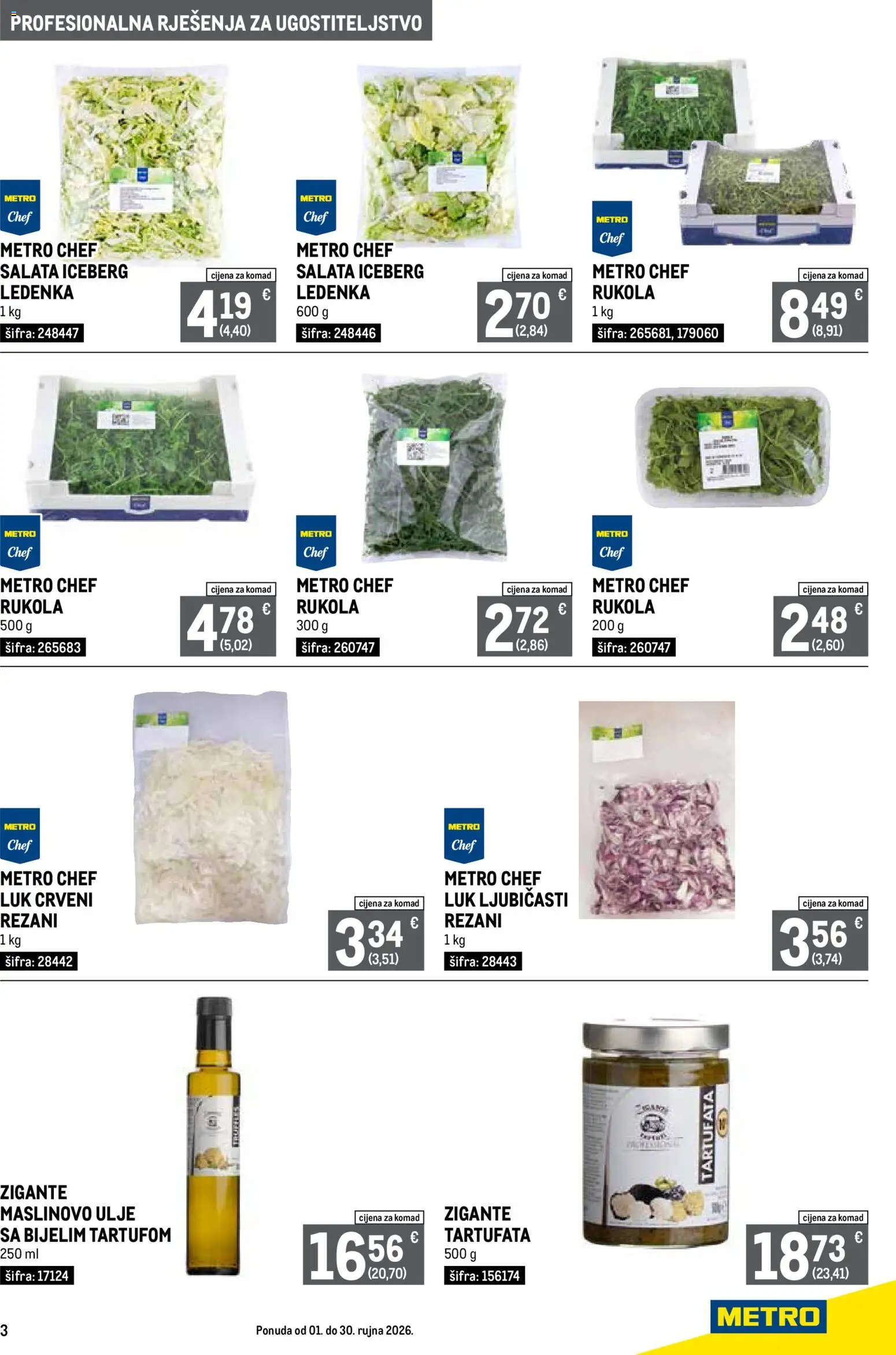Metro katalog | vrijedi od 01.09.2026 | Stranica: 3 | Proizvodi: Ulje, Maslinovo ulje, Rukola, Luk