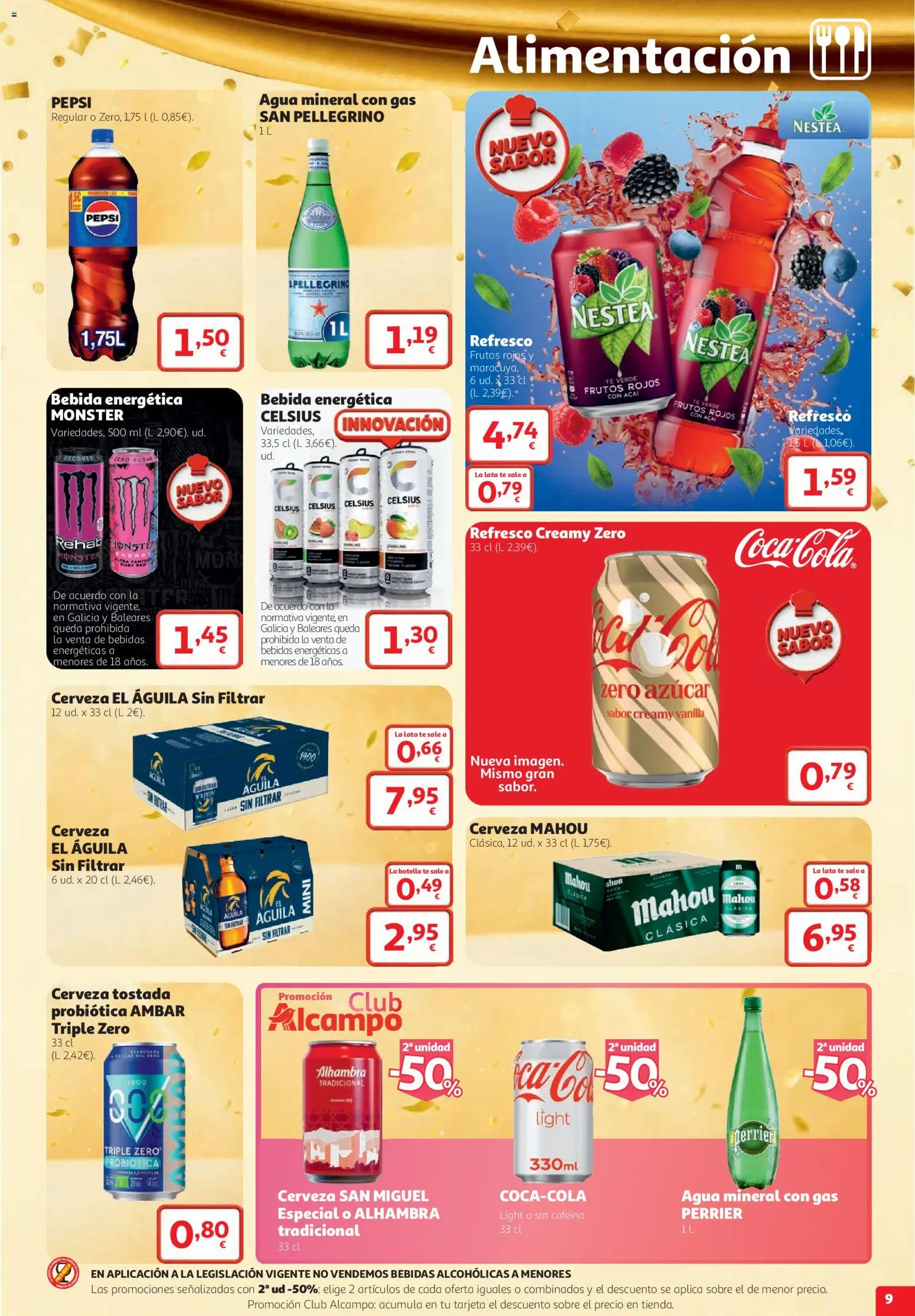 Alcampo folleto Cuenca │ válido desde el 22/10/2026 | Página: 9 | Productos: Té verde, Bebida energética, Frutos rojos, Pepsi