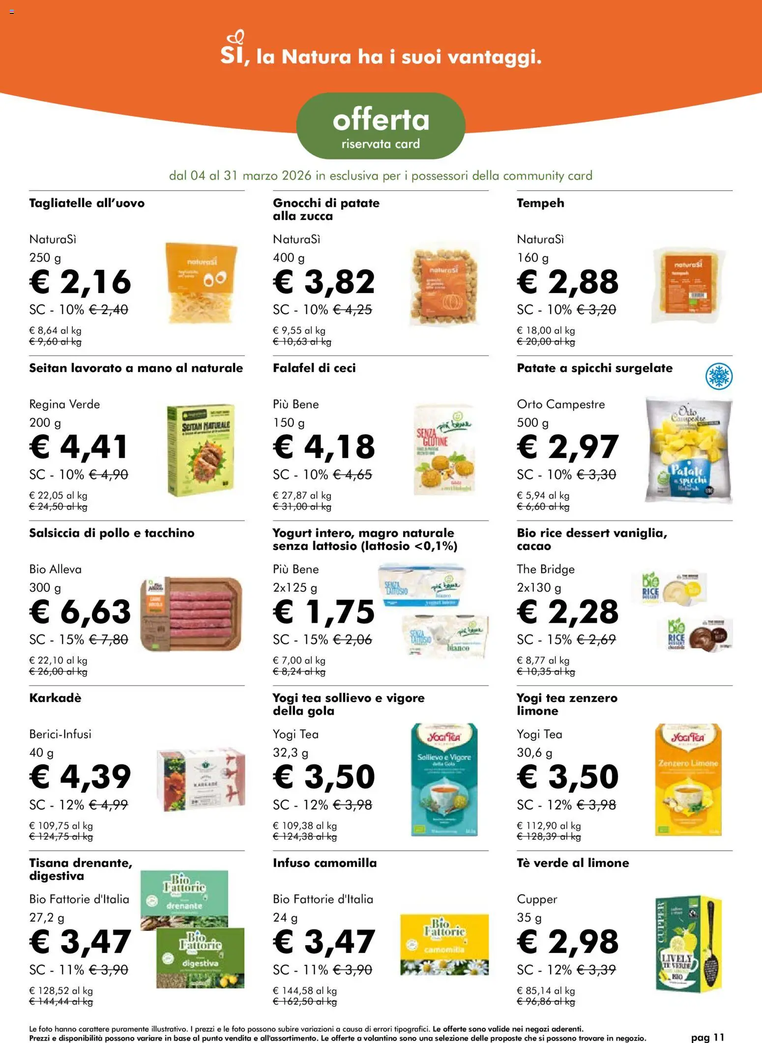 Volantino Natura Sì del 04.03.2026 | Pagina: 11 | Prodotti: Yogurt, Pollo, Zucca, Cacao