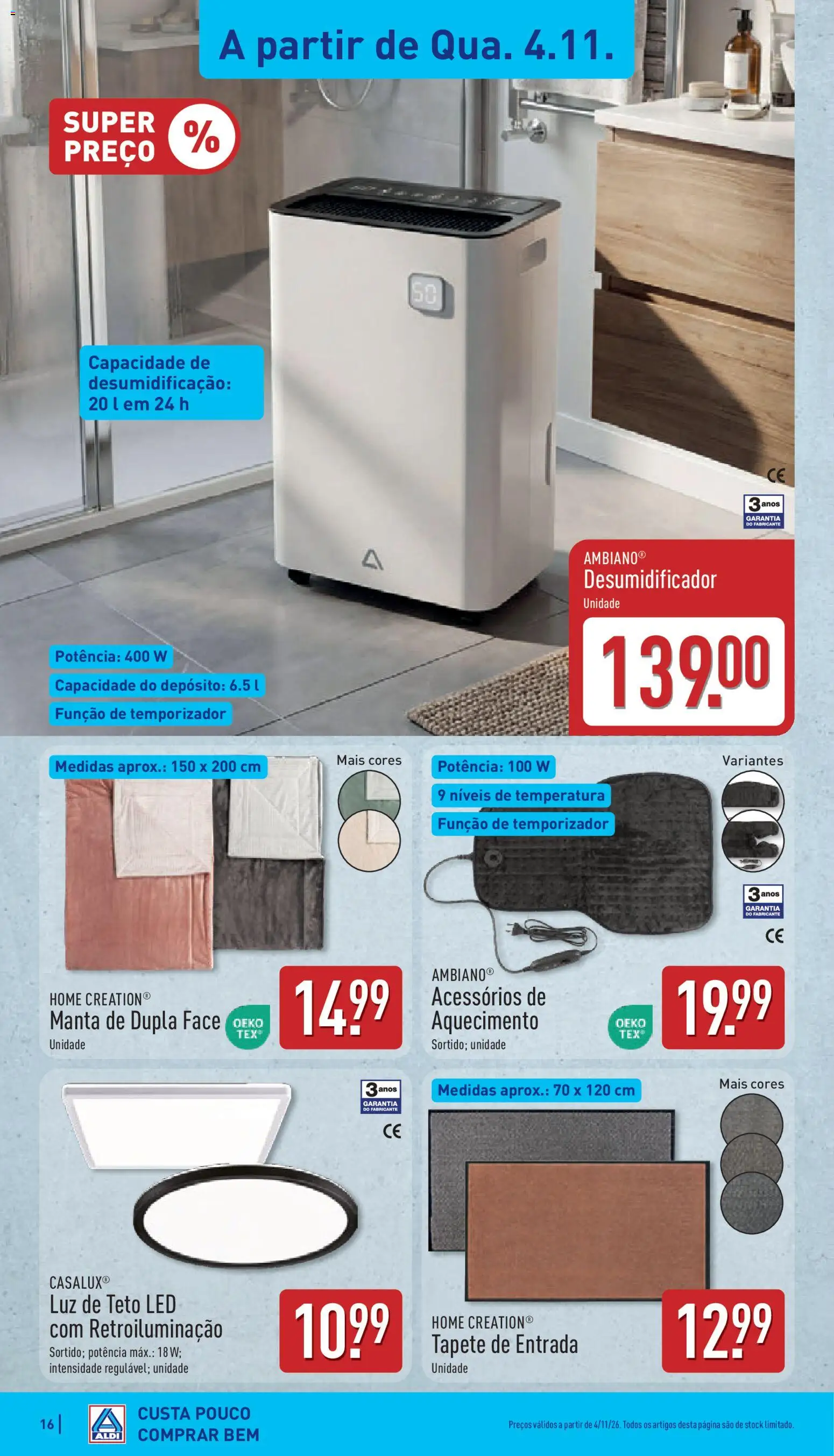 Aldi folheto │ válido de 02/11/2026 | Página: 16 | Produtos: Manta, Tapete, Desumidificador, Tapete de entrada