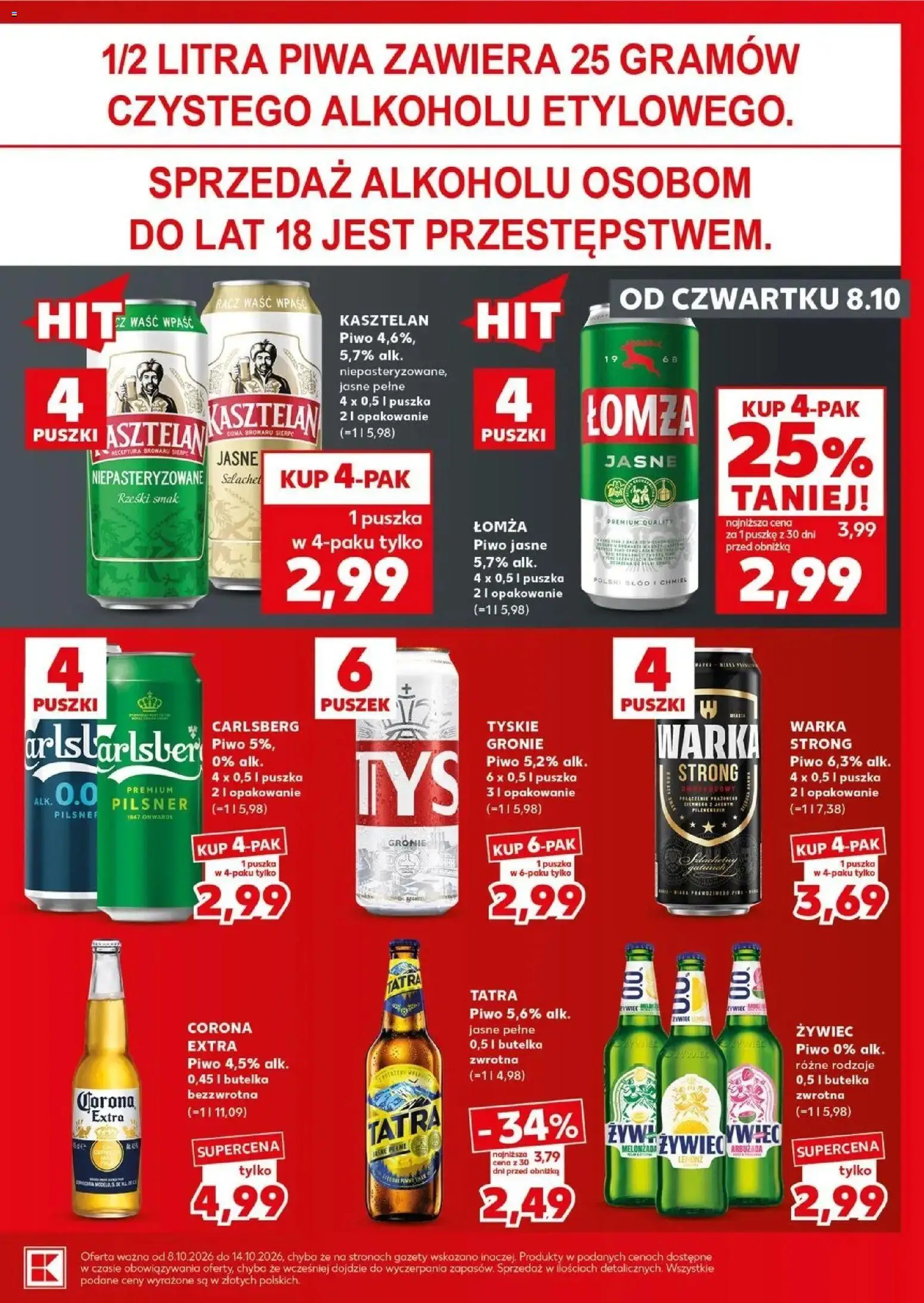 Kaufland gazetka - Super sobota od 08.10.2026 - od jutra PDF | Strona: 27 | Produkty: Carlsberg, Warka, Tyskie, Warka strong