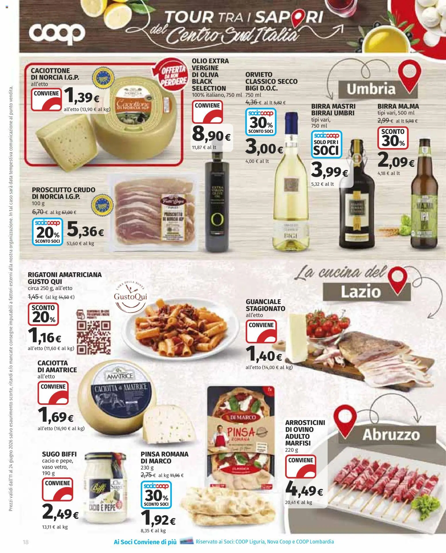 Volantino COOP del 11.06.2026 | Pagina: 18 | Prodotti: Birra, Pepe, Vaso, Guanciale