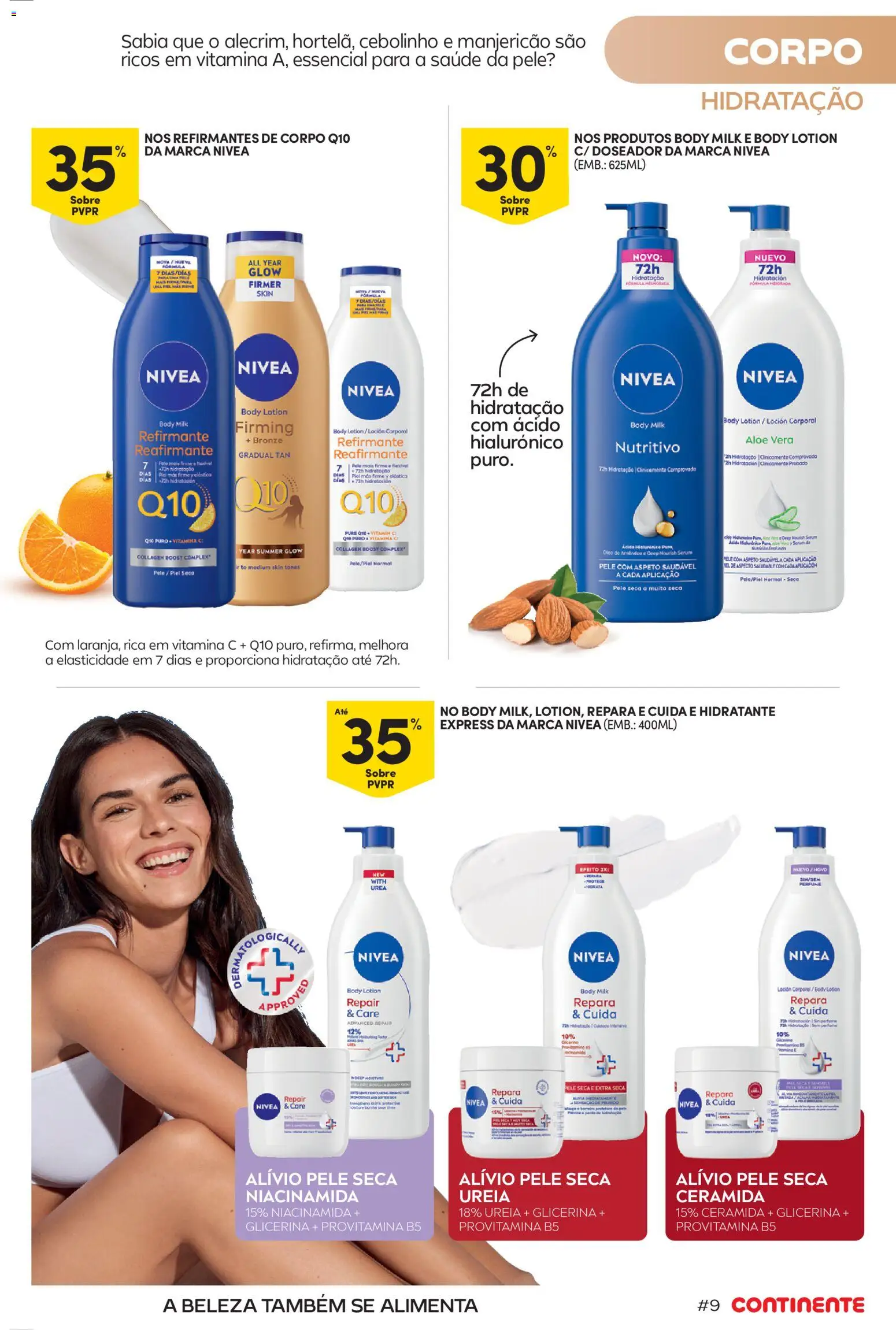 Continente Beleza: Ingridientes para uma pele de verão │ válido de 19.05.2026 | Página: 9 | Produtos: Perfume, Sérum, Óleo, Vitamina c