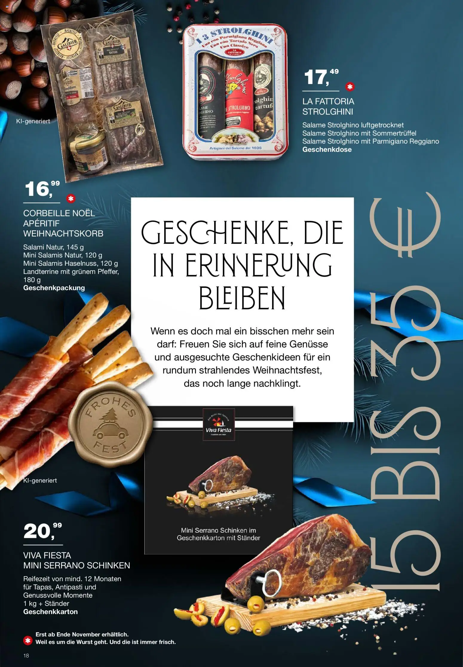 Handelshof Schöner Schenken – gültig ab 01.10.2026 | Seite: 18 | Produkte: Wurst, Salami, Serrano schinken, Schinken