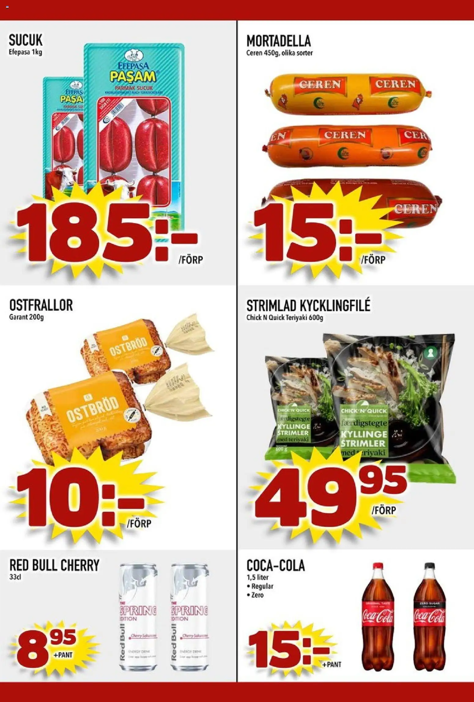 Din Mat reklamblad aktuell från 05/10/2026 | Sida: 3 | Produkter: Red bull, Mortadella, Kycklingfile, Coca cola