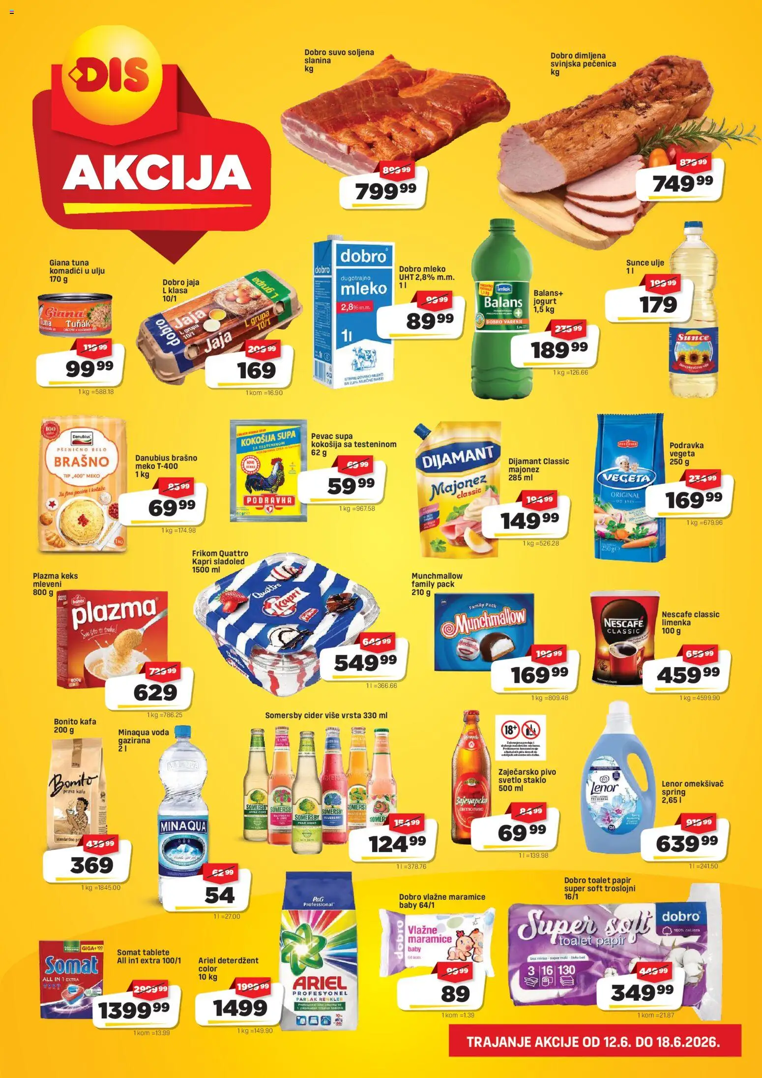 DIS katalog - važi od 12.06.2026 | Strana: 2 | Proizvode: Sladoled, Mleko, Somersby, Jaja