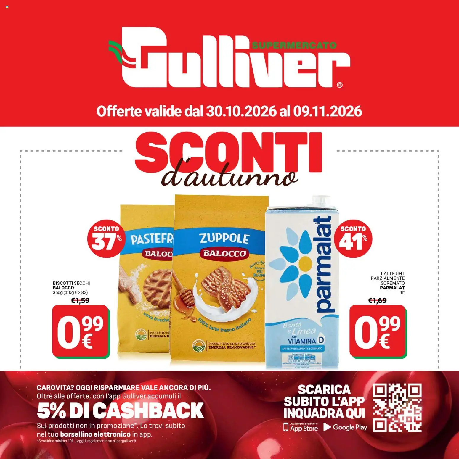 Volantino Gulliver del 30/10/2026 | Pagina: 1 | Prodotti: Iphone, Biscotti, The, Latte parzialmente scremato