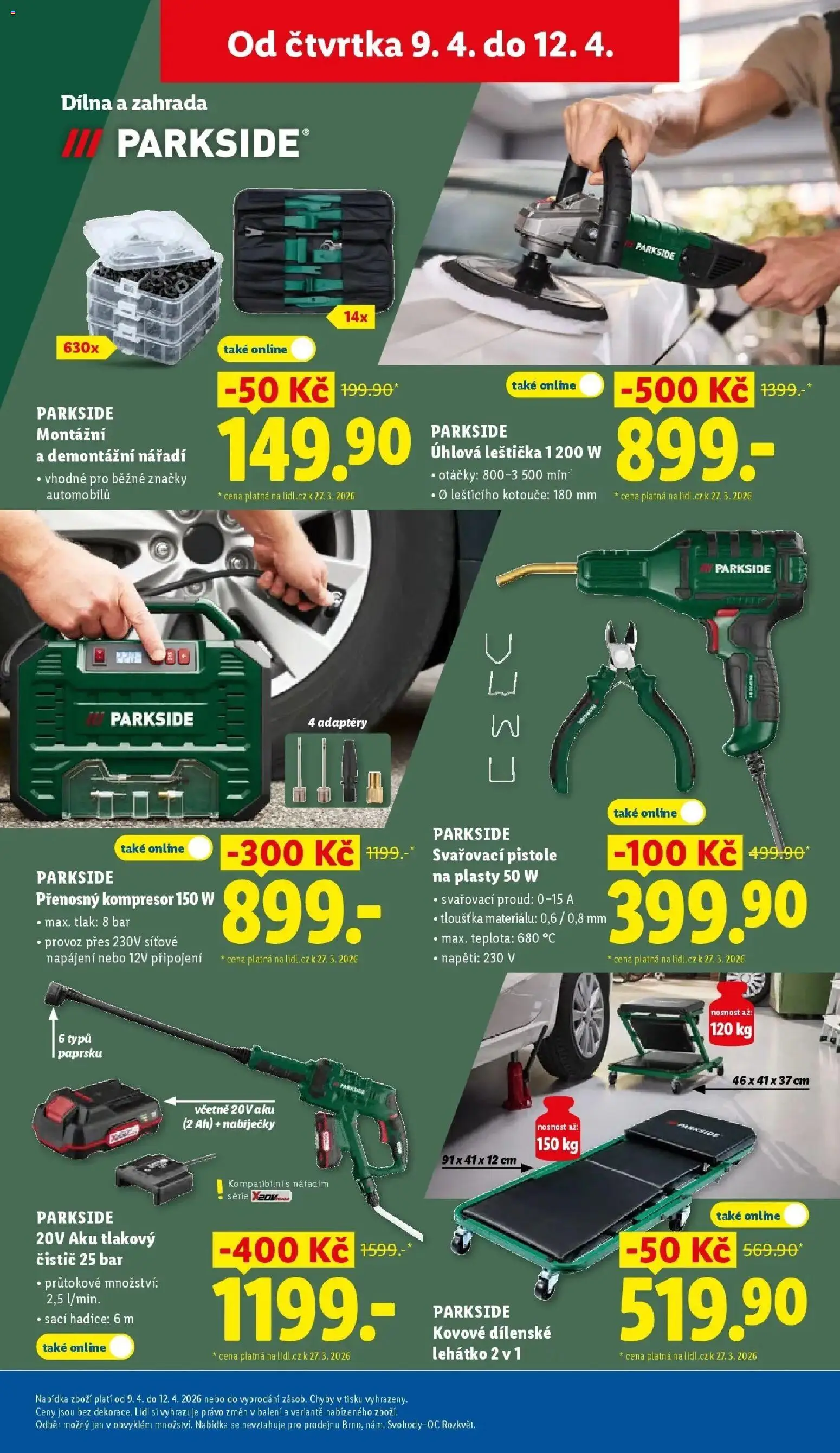 Lidl aktuální leták od 09.04.2026 | Strana: 33 | Produkty: Zahrada, Hadice, Lehátko, Přenosný kompresor