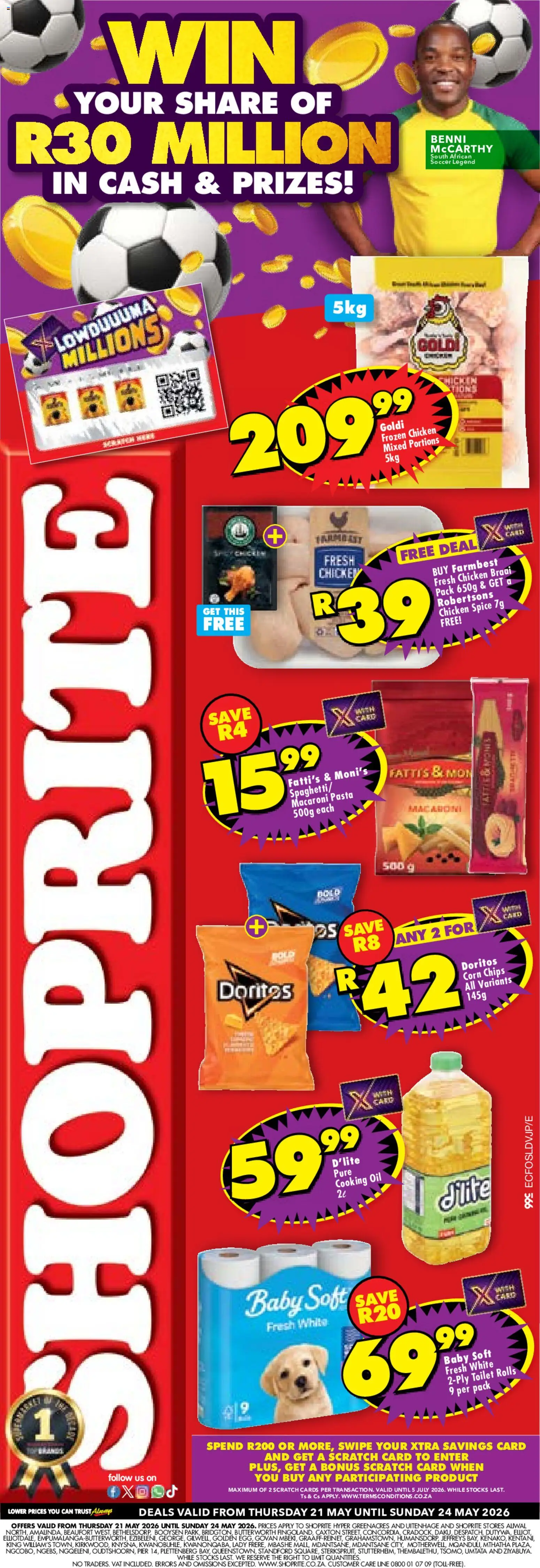 New Shoprite catalogue – valid from 21.05.2026 | Page: 1 | Products: Oil, Chicken, Chips, Paper
